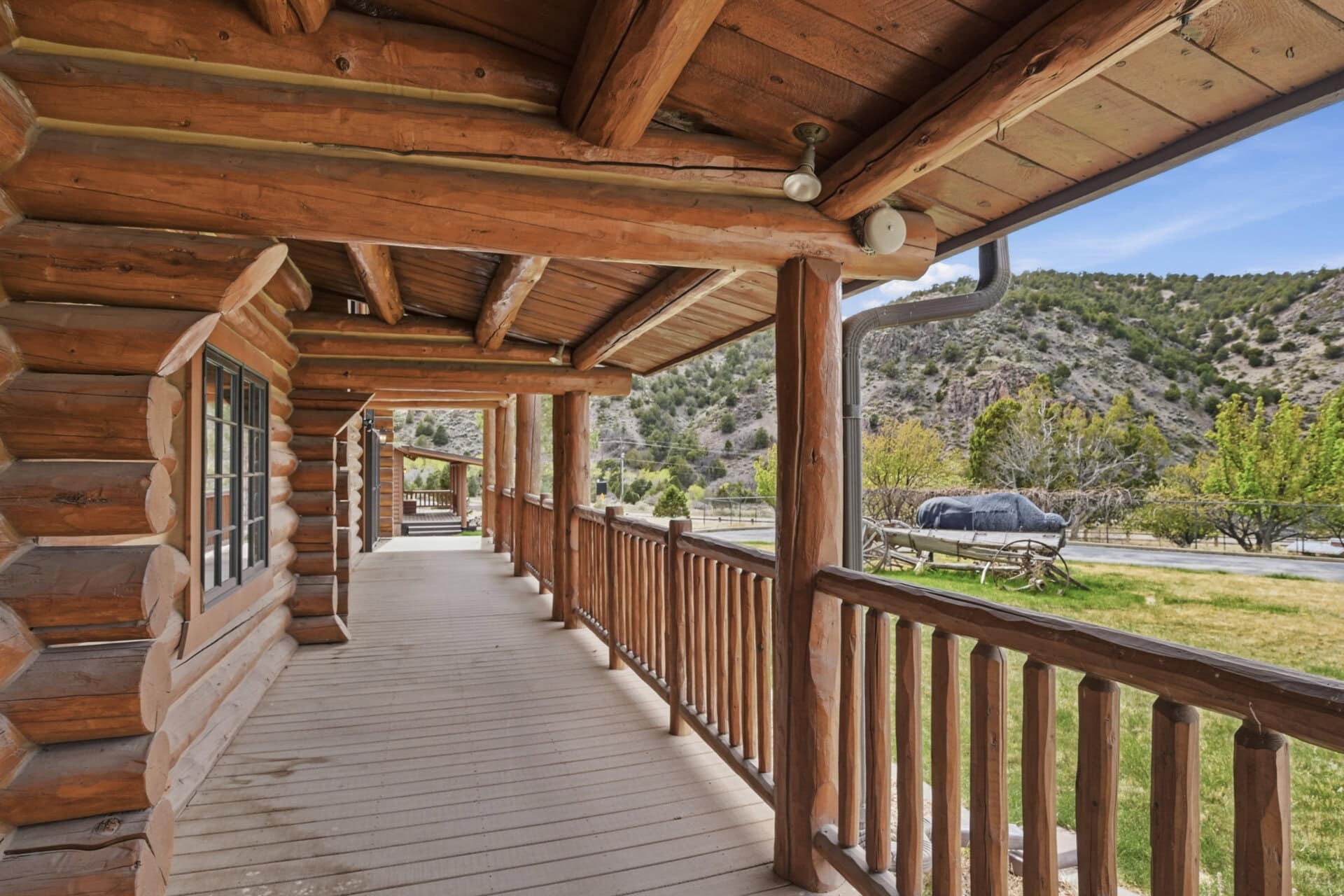 long log porch with mountain valley views utah casa del rio