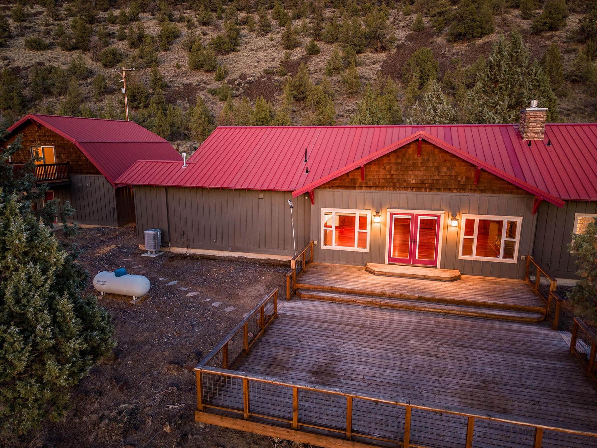 luxury ranch home with red roof and large deck oregon crooked river rim horse ranch