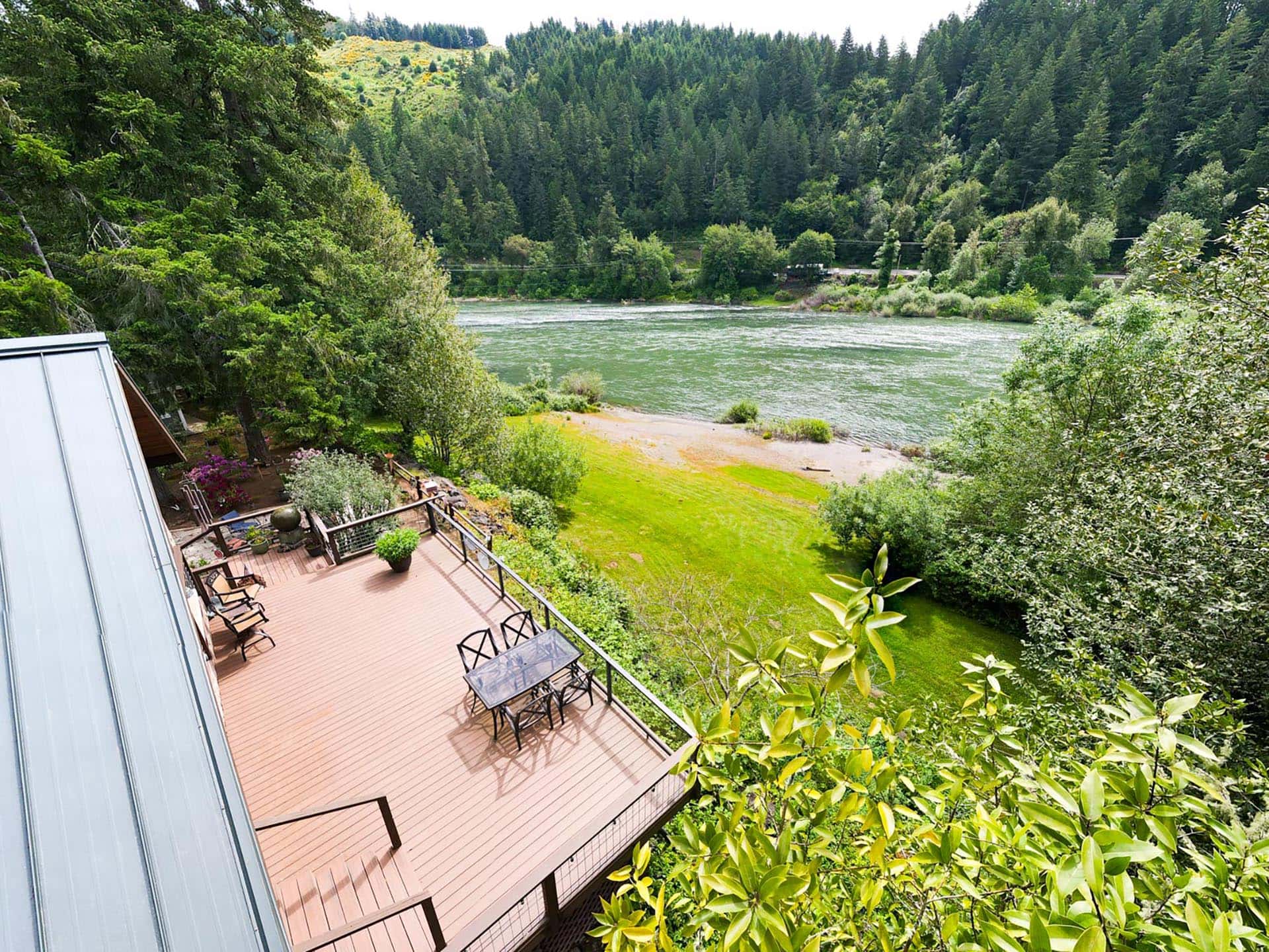 deck with river view oregon umpqua river retreat at cougar creek