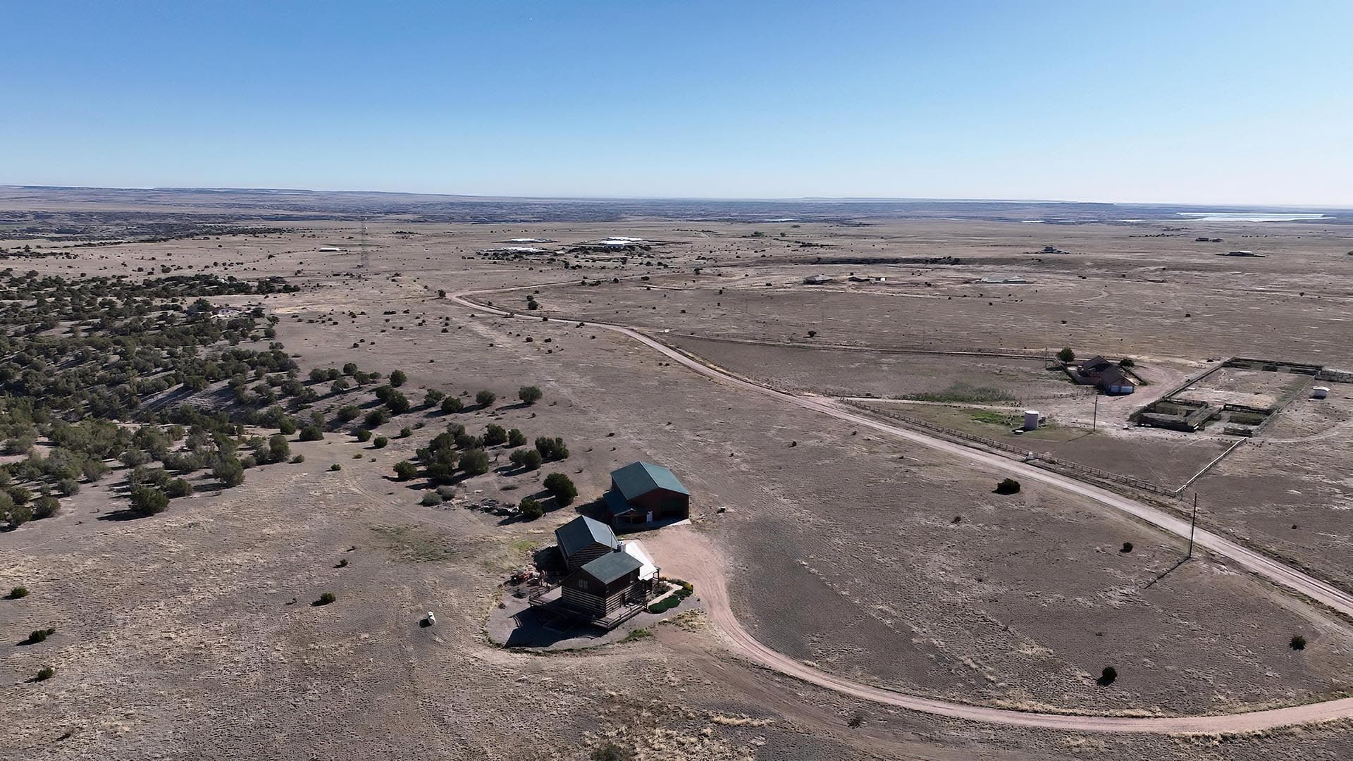 aerial view of ranch land with roads colorado mchenry ranch