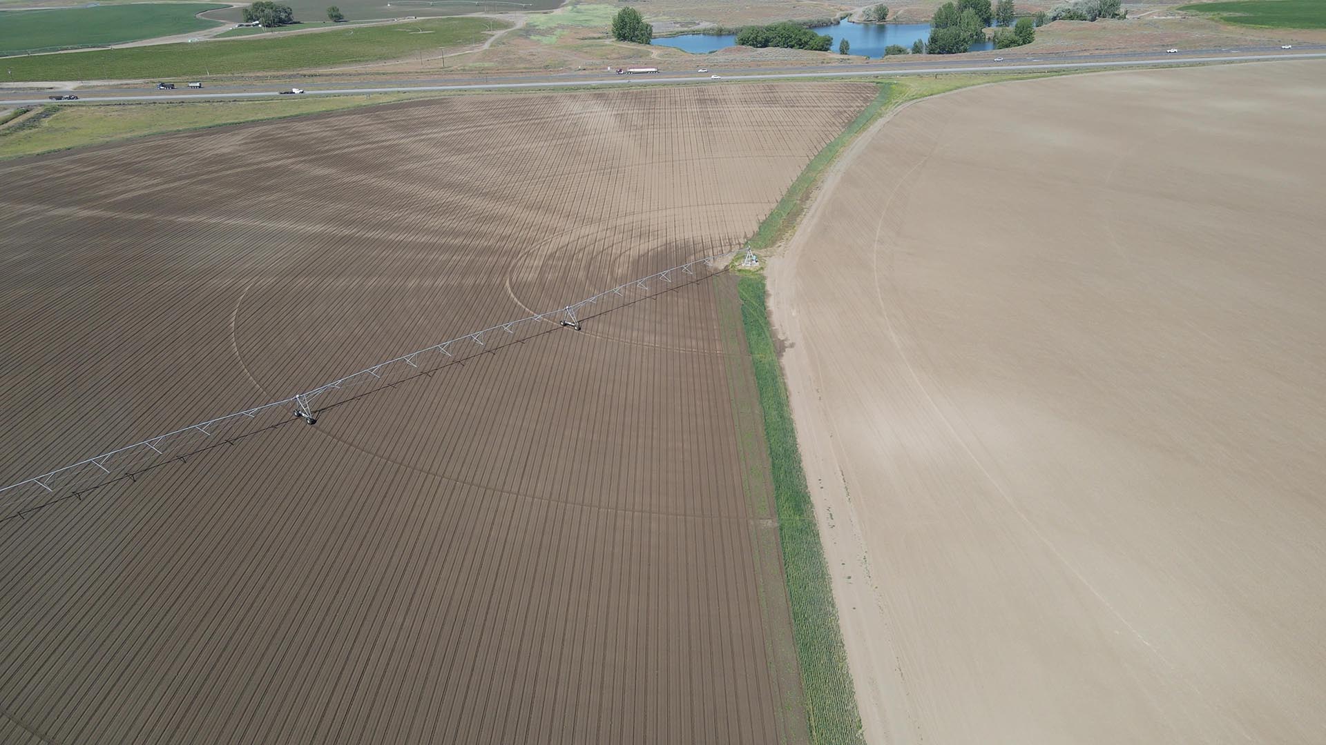 arial view of cropland washington preston organic irrigated farm