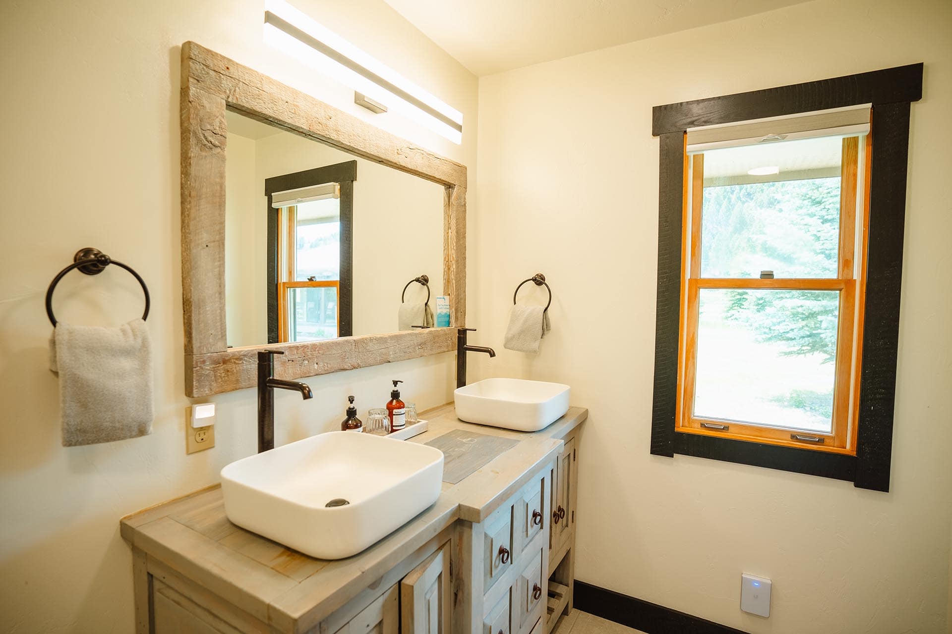 cabin double sink bathroom montana complete fly fisher