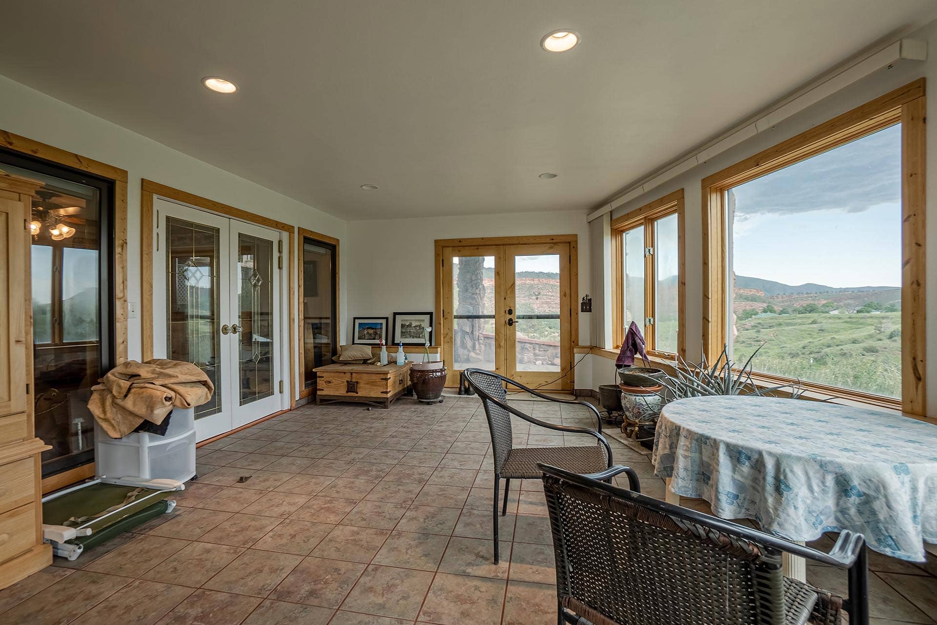 enclosed porch with large windows colorado bar d ranch
