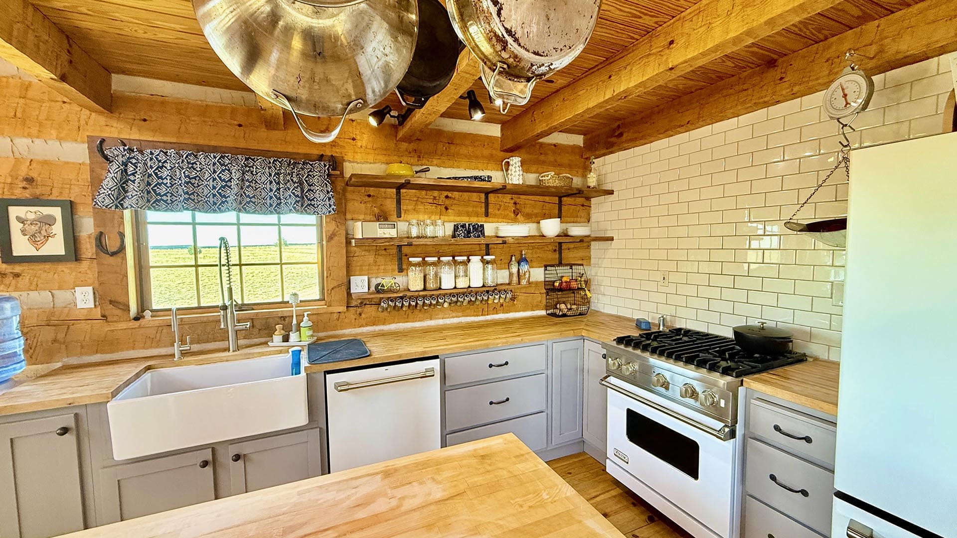 farmhouse kitchen with open shelving colorado mchenry ranch