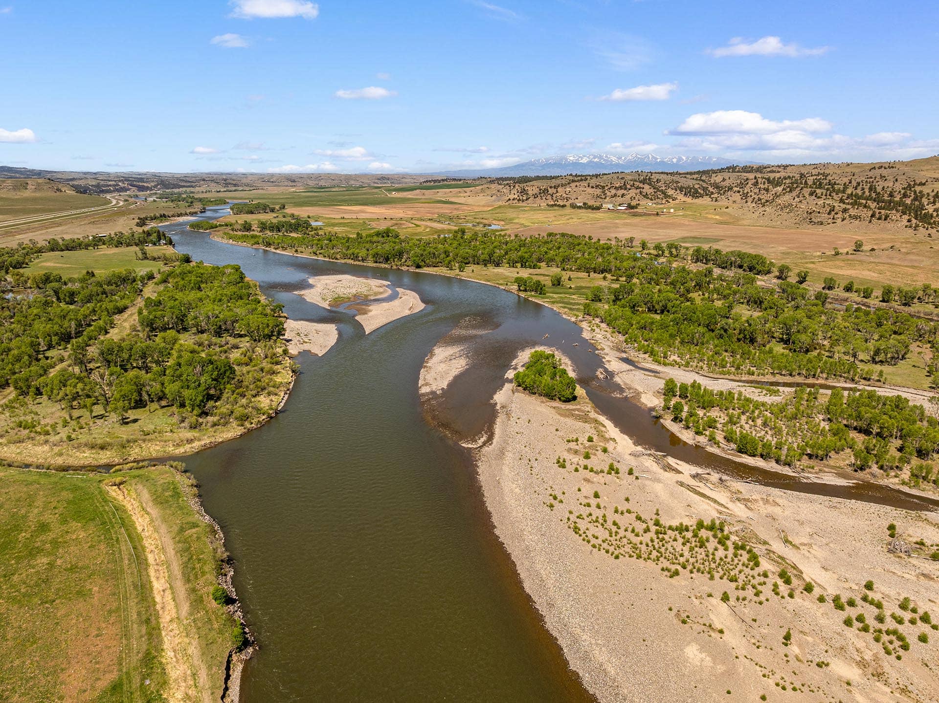 fishing property for sale with wide river and gravel bars montana mallard springs ranch