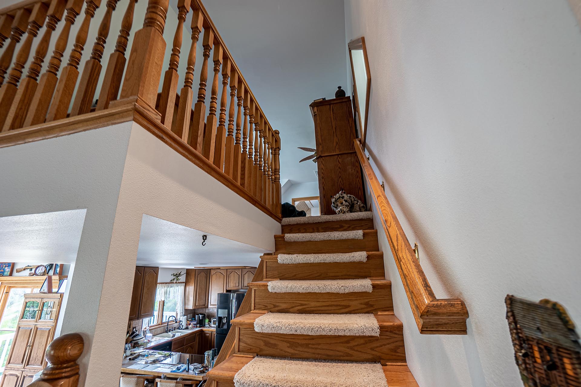 home interior with wooden staircase colorado bar d ranch