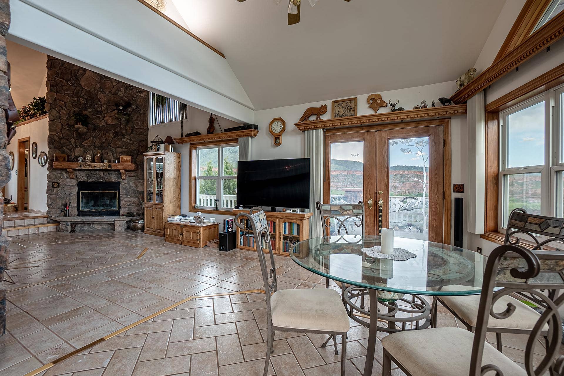 home with stone fireplace and mountain views colorado bar d ranch