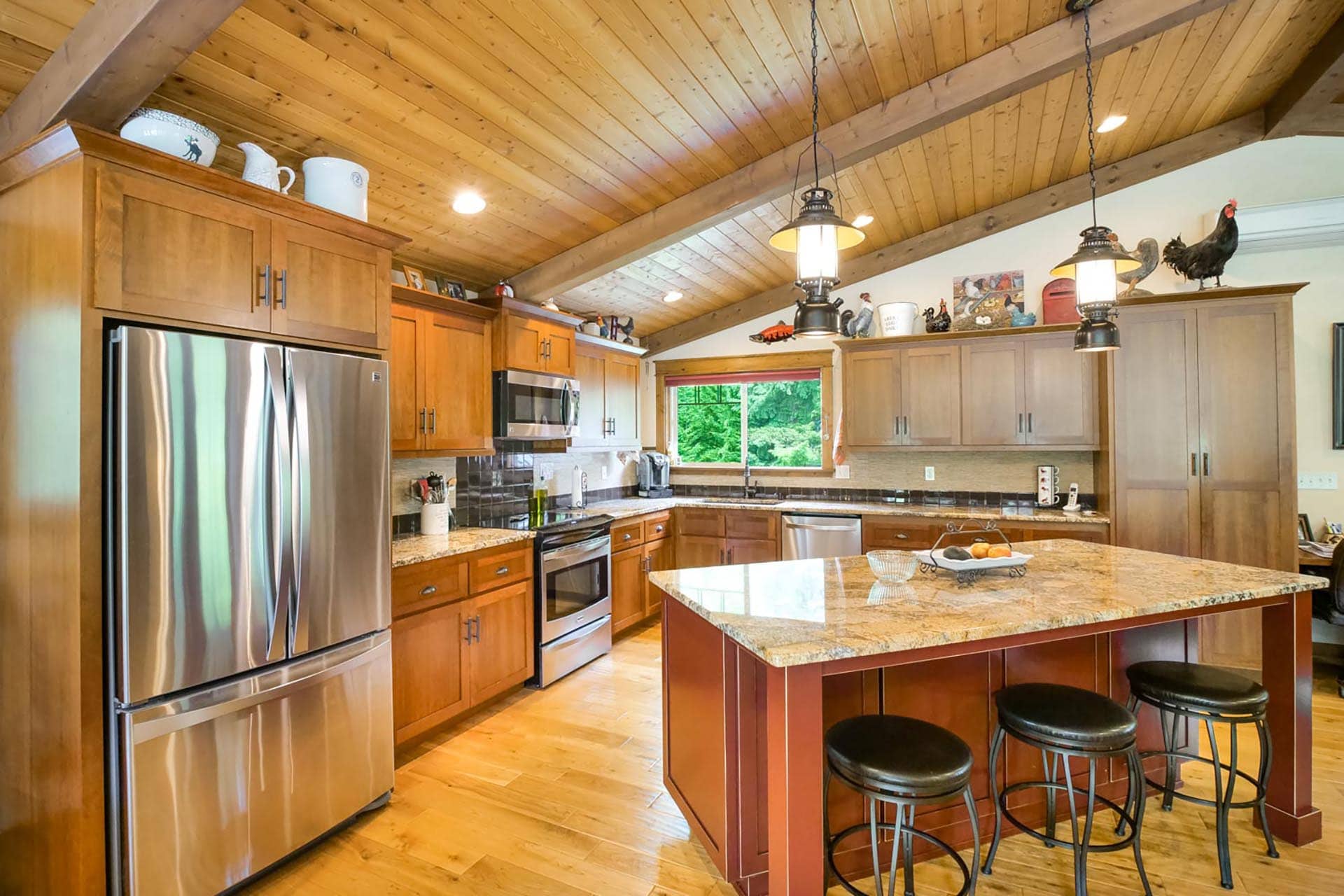 kitchen with island and open layout oregon umpqua river retreat at cougar creek