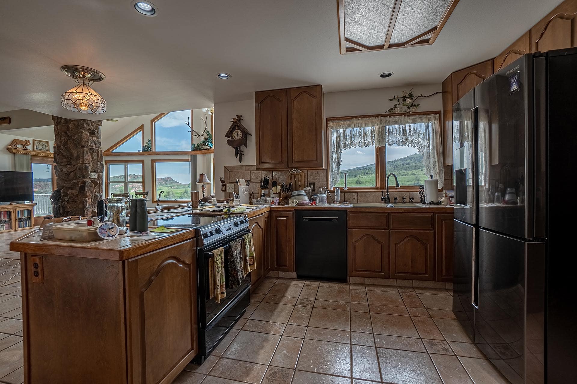 kitchen with wood cabinets and views colorado bar d ranch