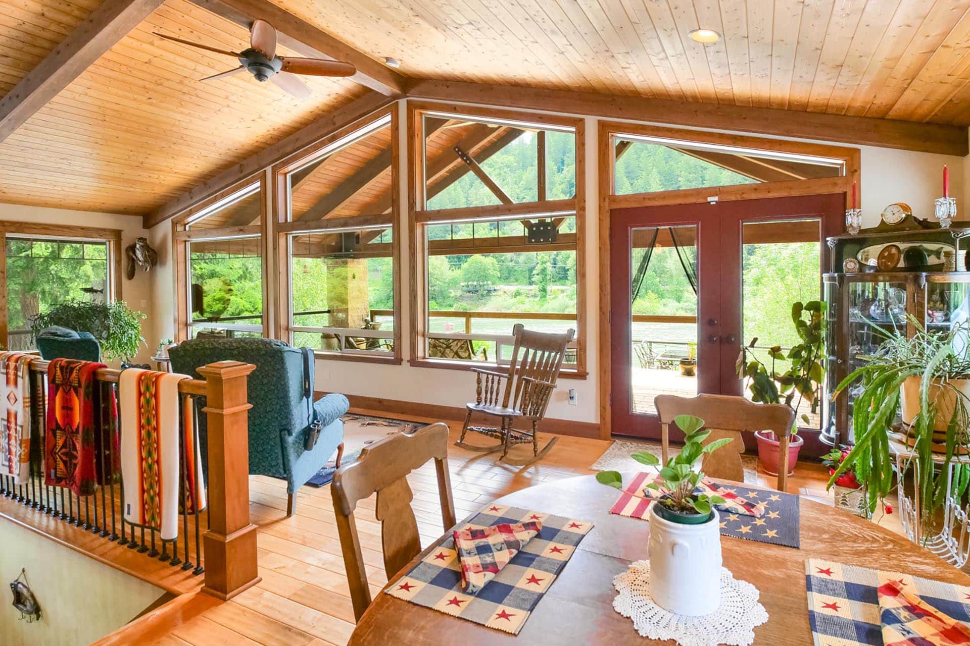 living room open concept interior oregon umpqua river retreat at cougar creek