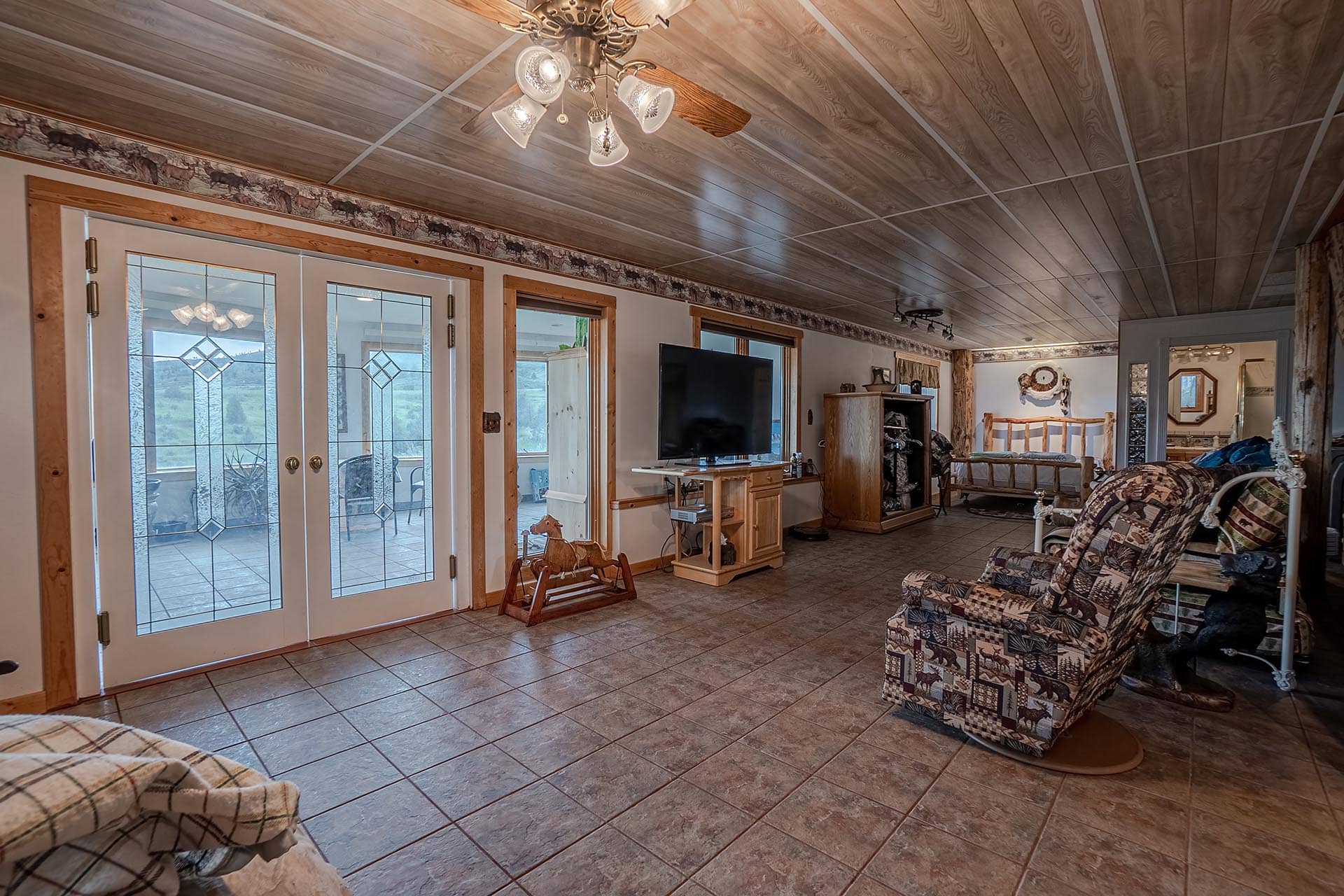 living room with glass patio doors colorado bar d ranch