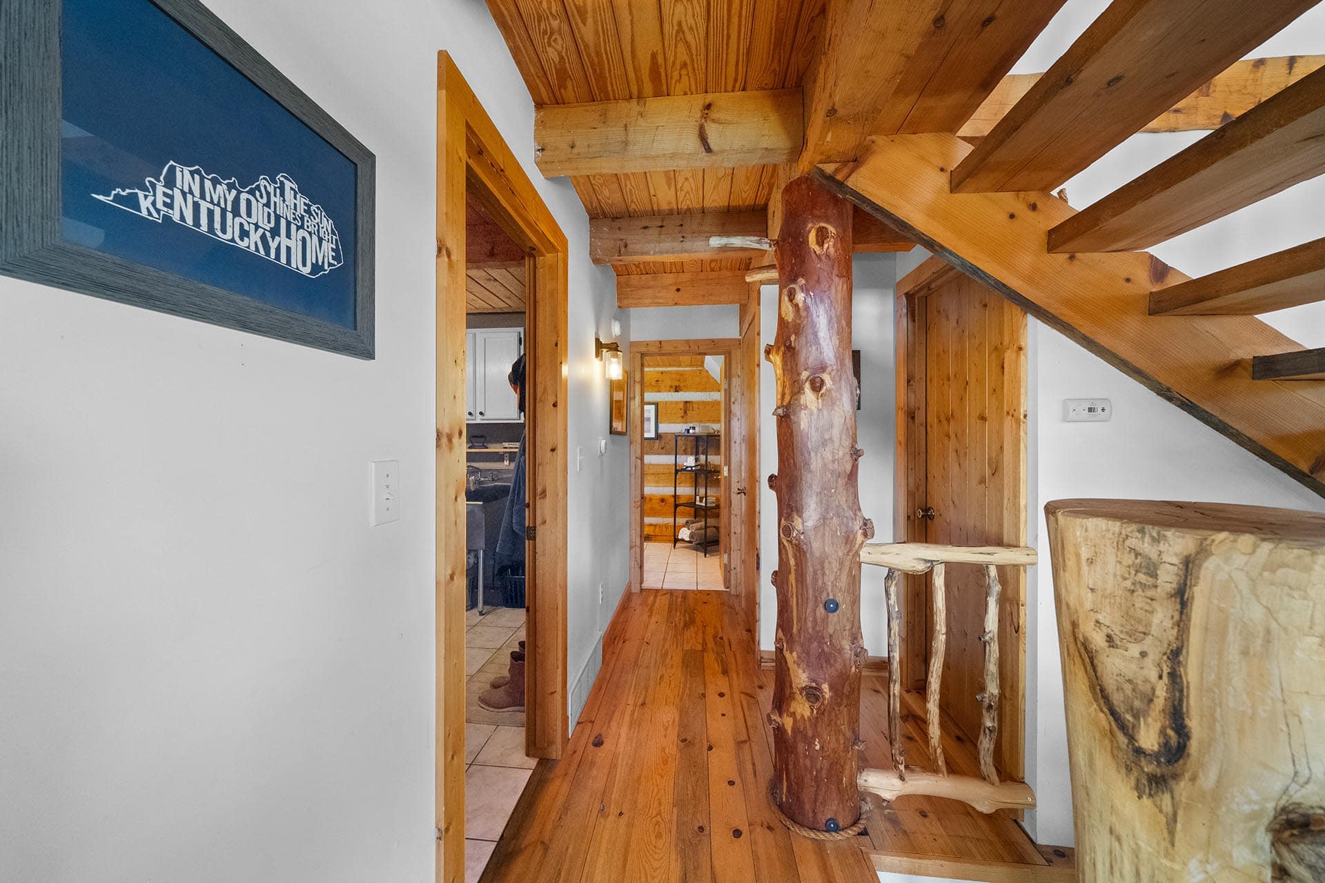 log home hallway colorado mchenry ranch