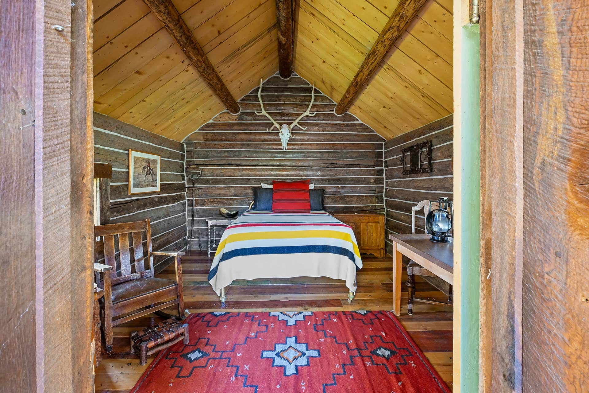 log wall cabin bedroom residential estate property for sale new mexico old canones creek ranch