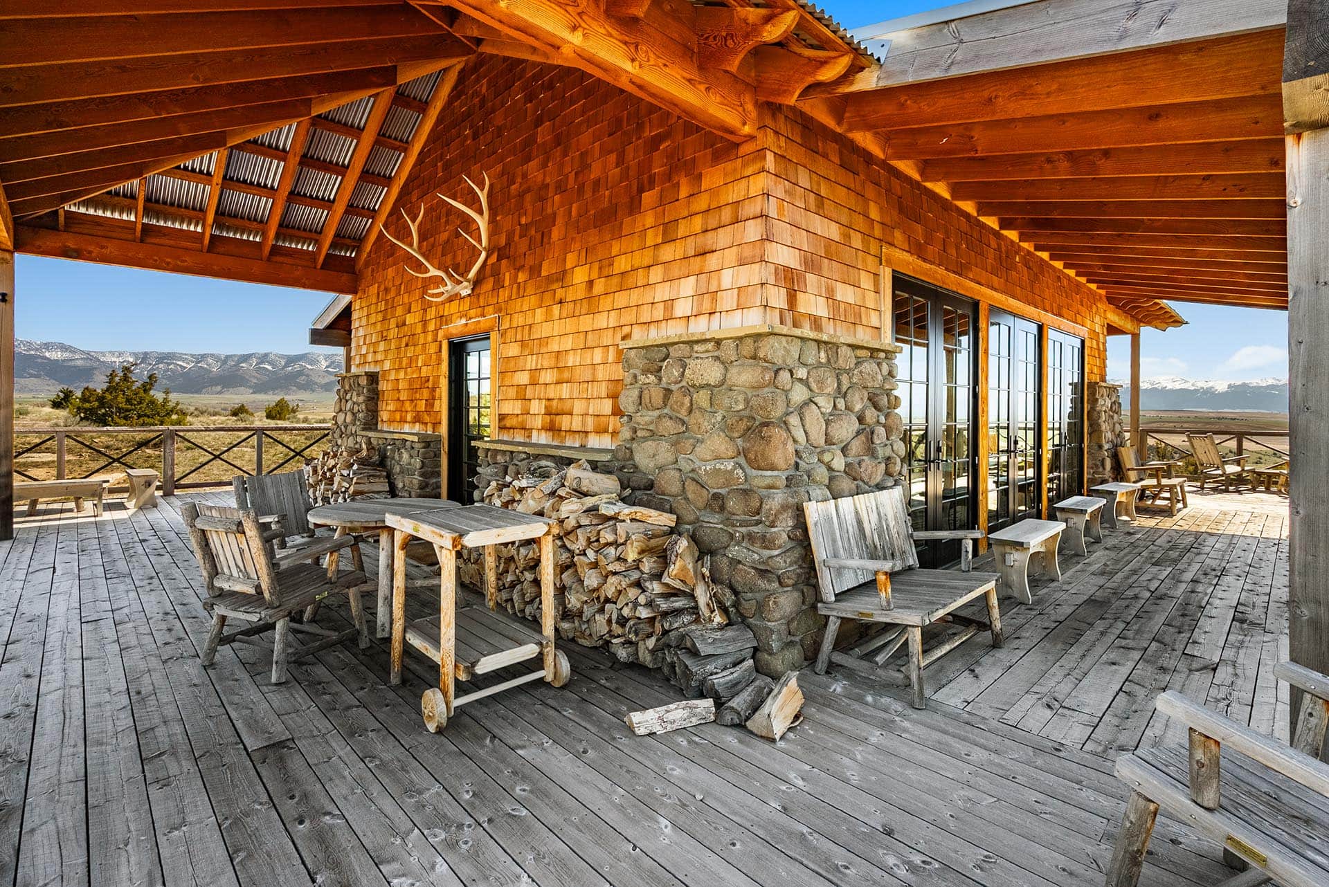 off grid cabin porch lounge montana dry creek wilderness at sxs ranch