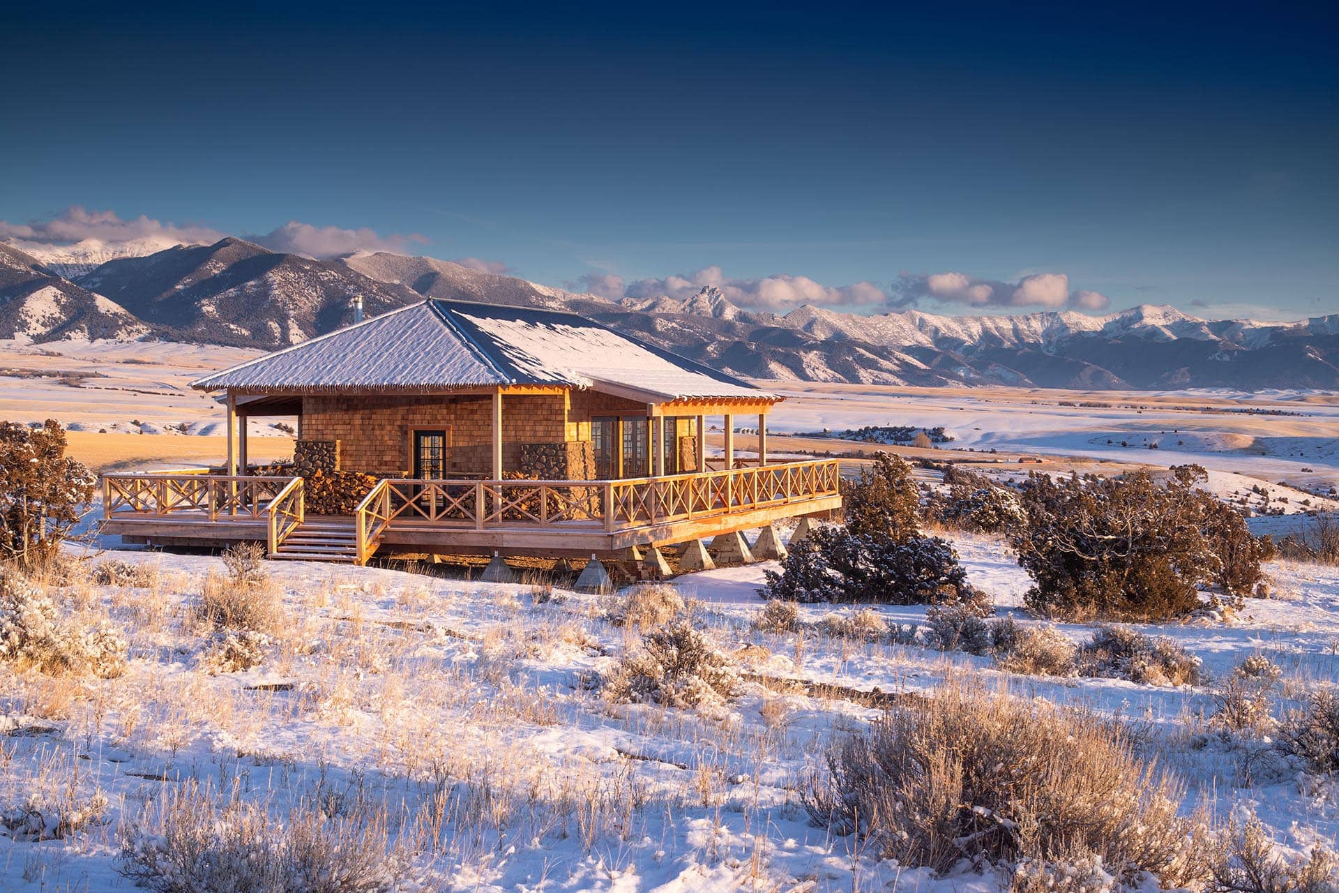 off grid cabin winter montana dry creek wilderness at sxs ranch