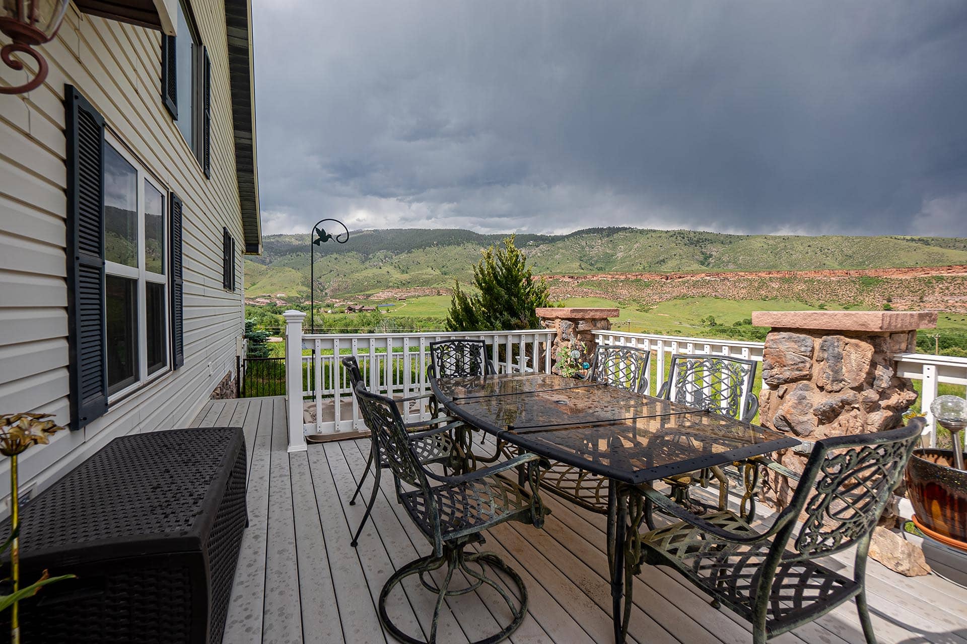 outdoor patio with mountain views colorado bar d ranch