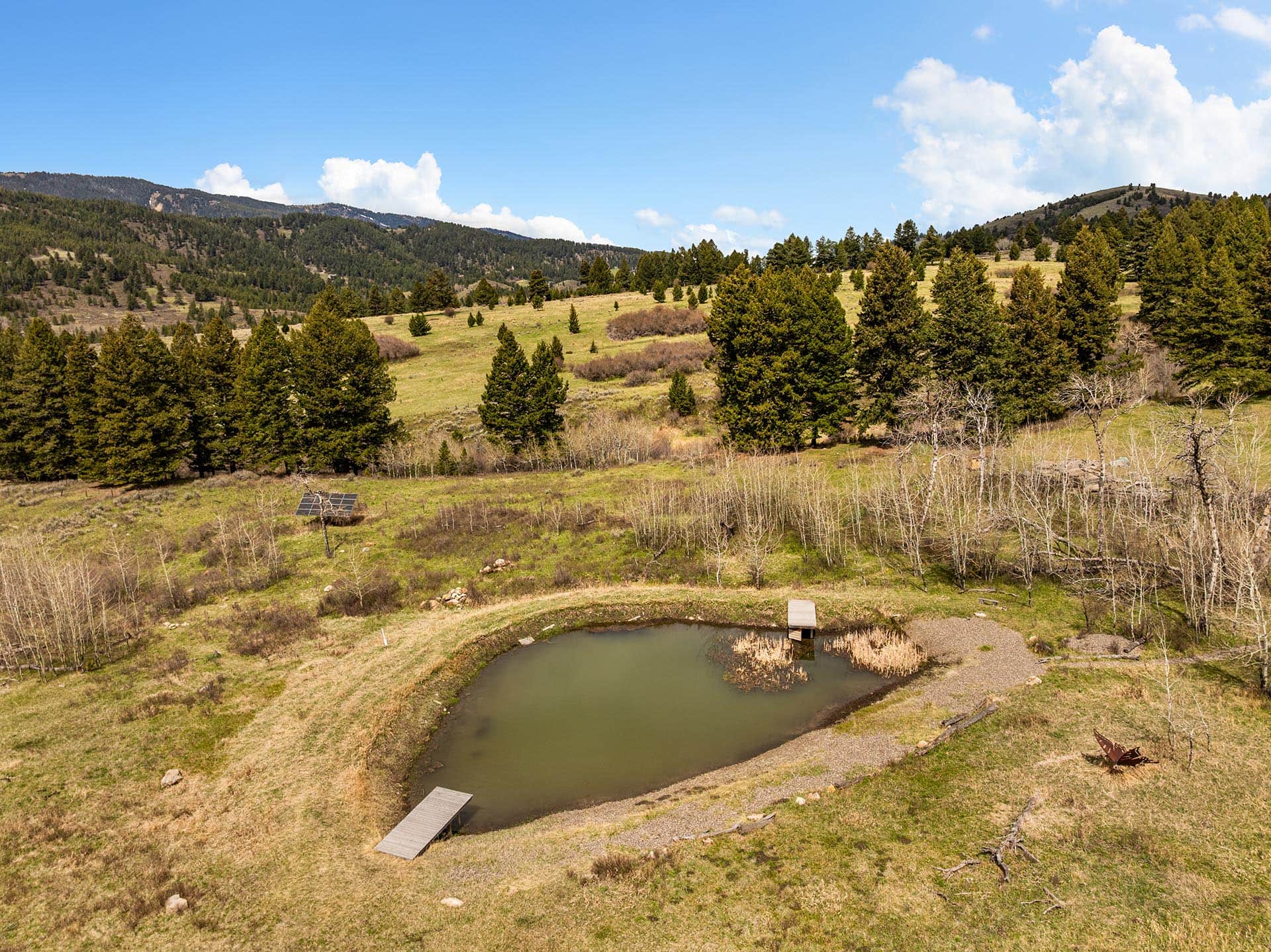 pond with solar panels land montana montana harrison hollow