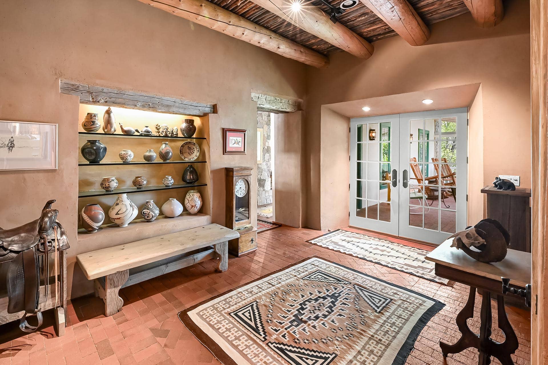 residential estate with built in pottery display new mexico old canones creek ranch