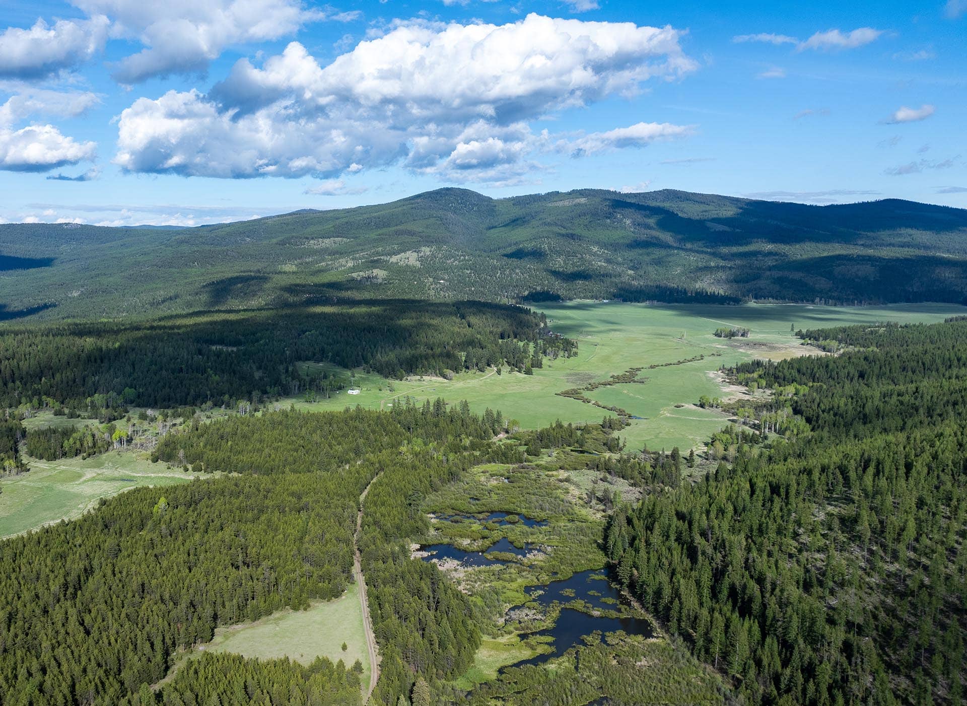 aerial view montana riley creek basin