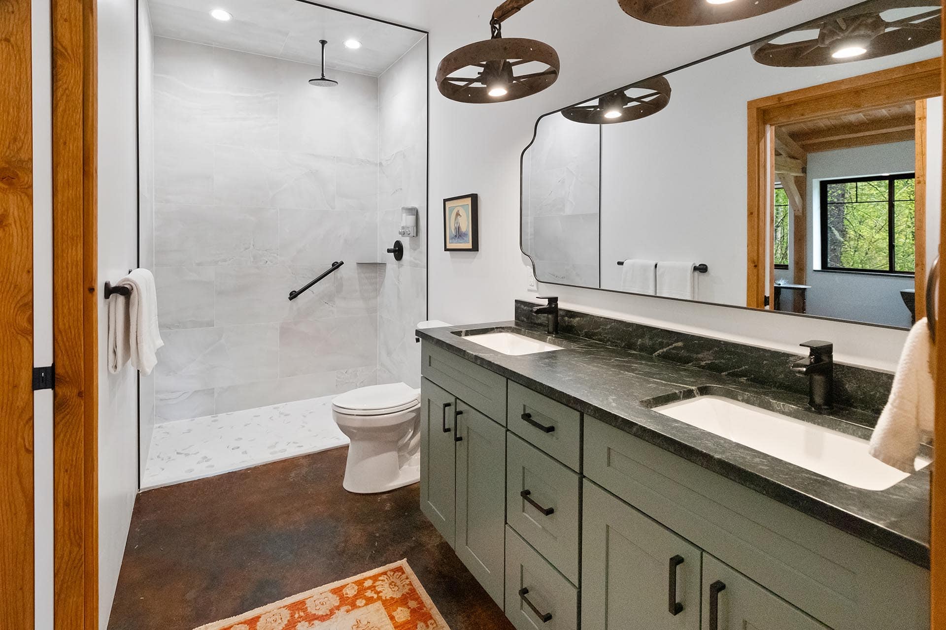 bathroom with walk in shower for sale montana bozeman creekside hideaway