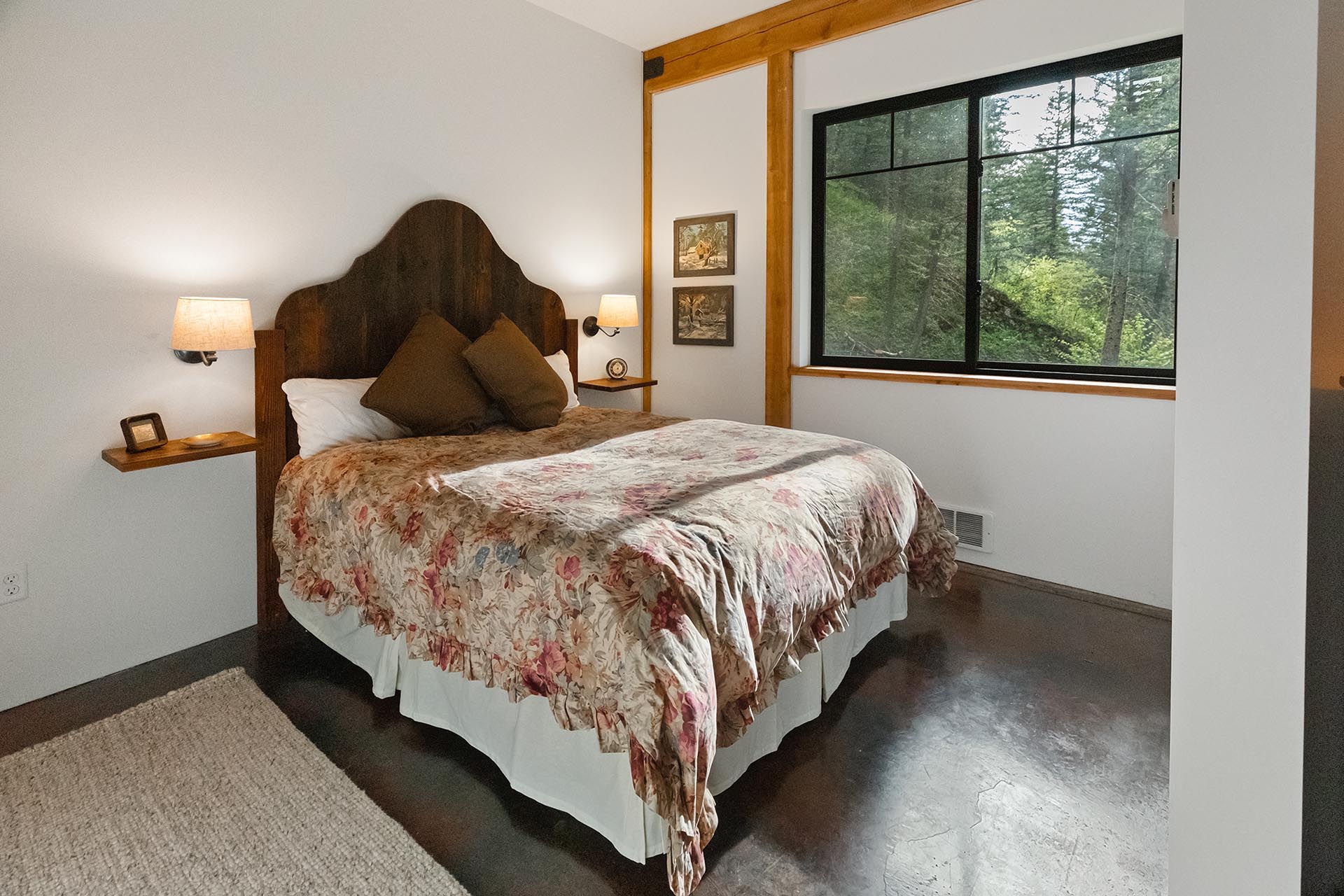 bedroom with forest view for sale montana bozeman creekside hideaway