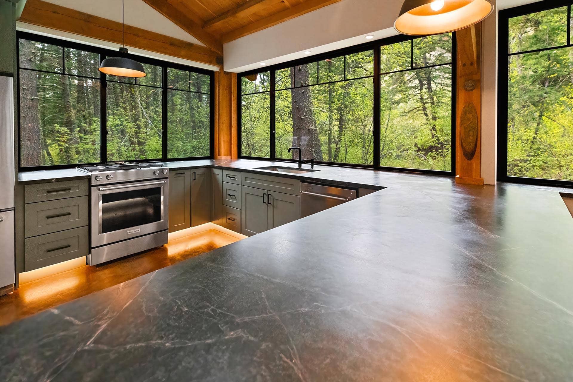 expansive counter kitchen property for sale montana bozeman creekside hideaway