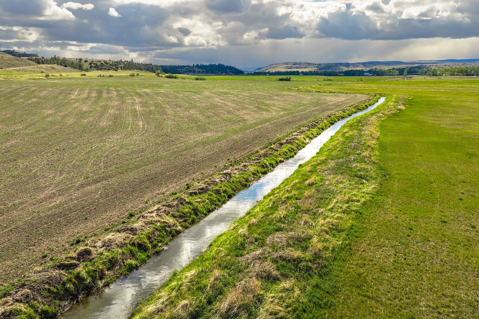 farm land with irrigation ditch montana stillwater riffle ranch