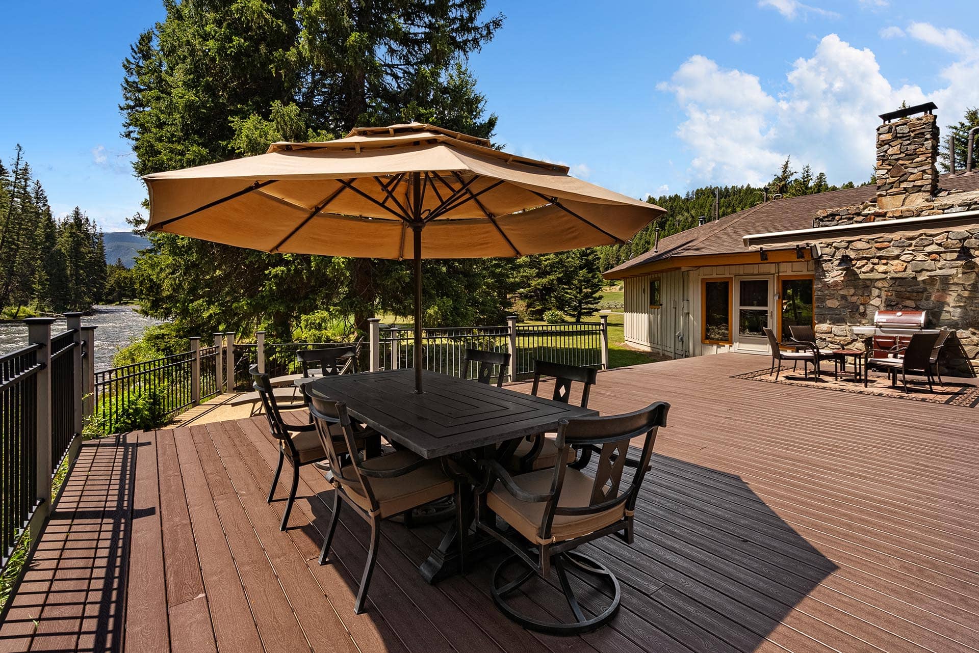 gallatin riverfront property with deck montana gallatin riverfront retreat in big sky