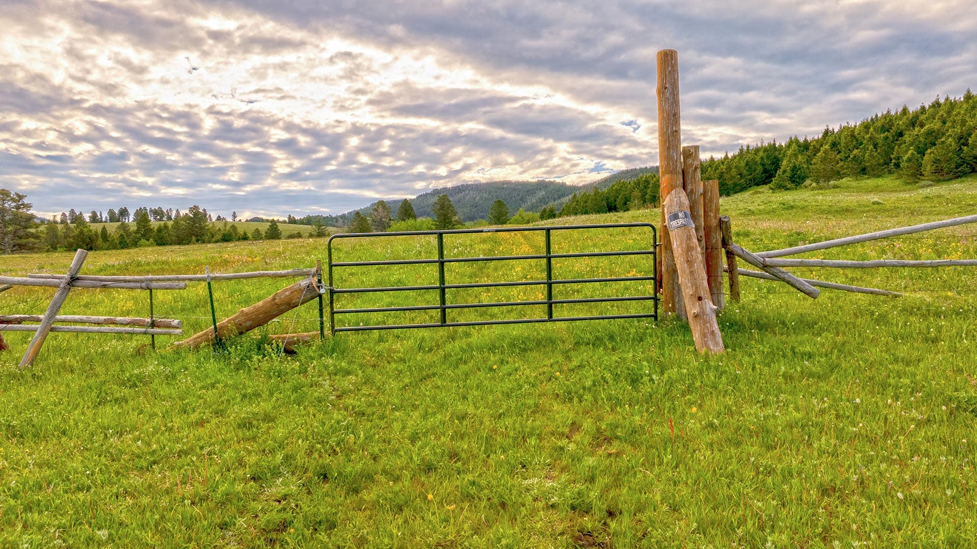 gated entrance meadow land montana north bridger hunting retreat