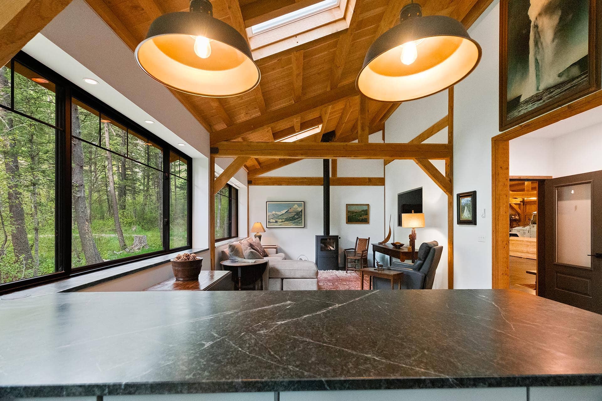 home with wood burning stove and forest views montana bozeman creekside hideaway