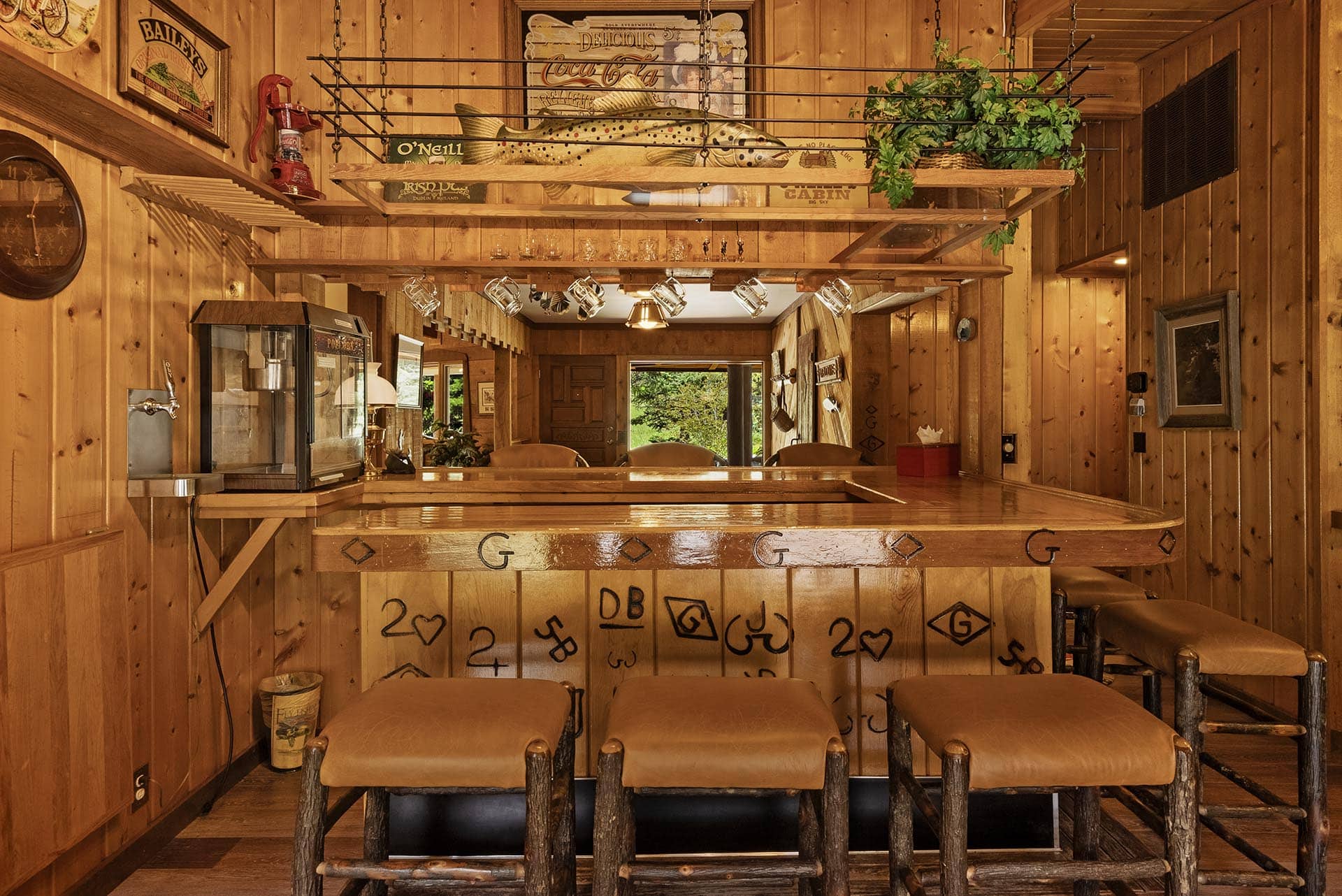 kitchen with forest view home montana gallatin riverfront retreat in big sky