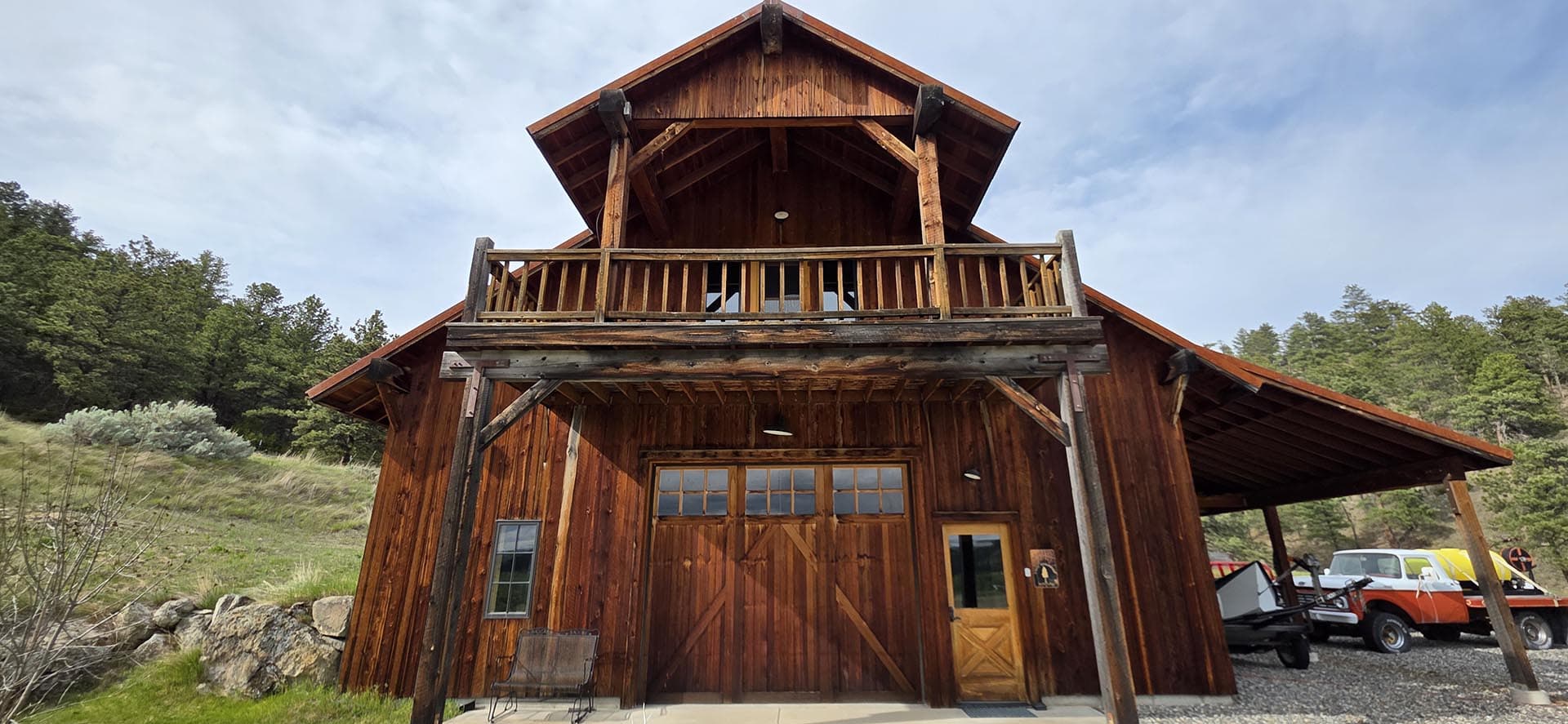 large wooden barn land montana springtime ranch on the yellowstone river