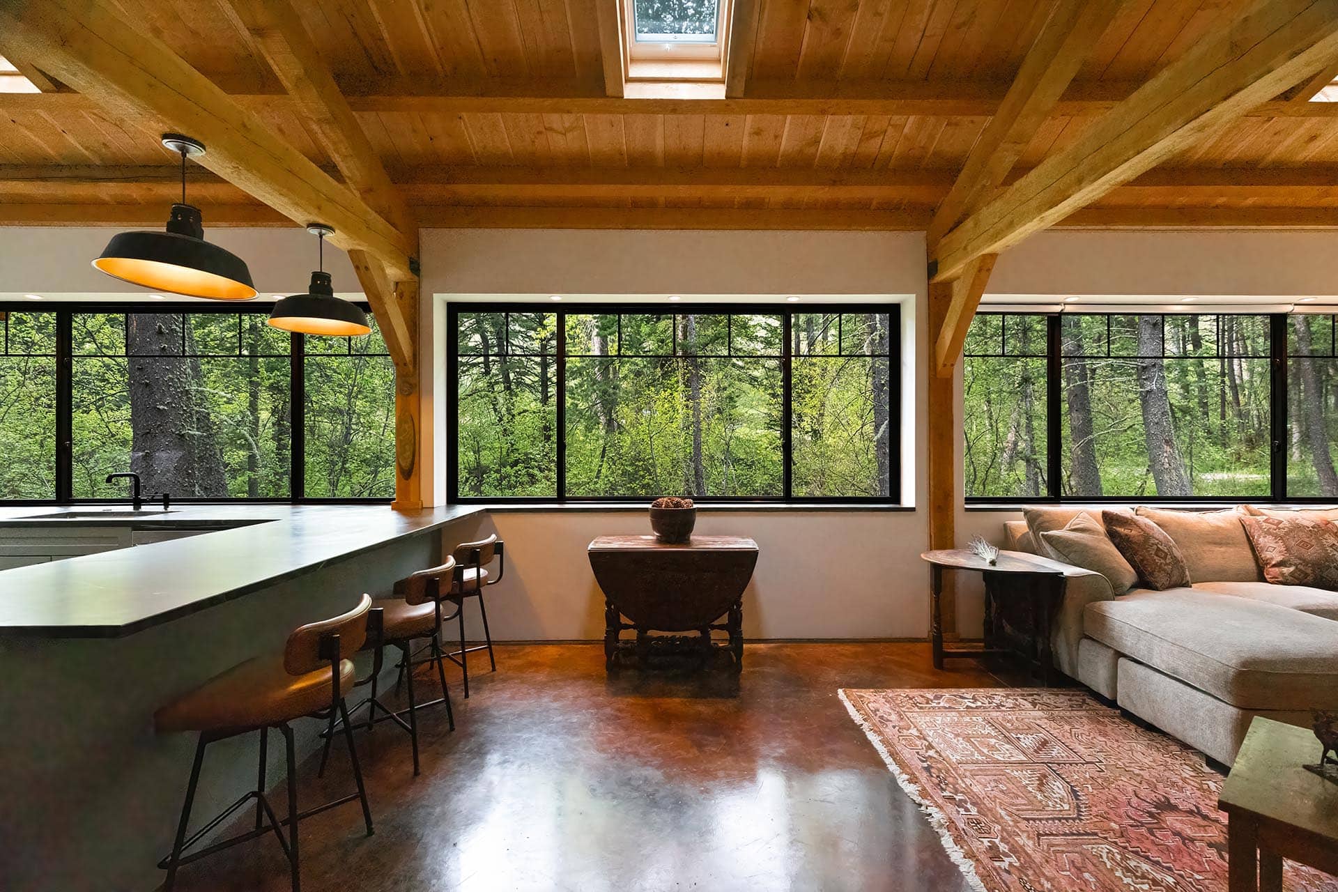 living area with skylight for sale montana bozeman creekside hideaway