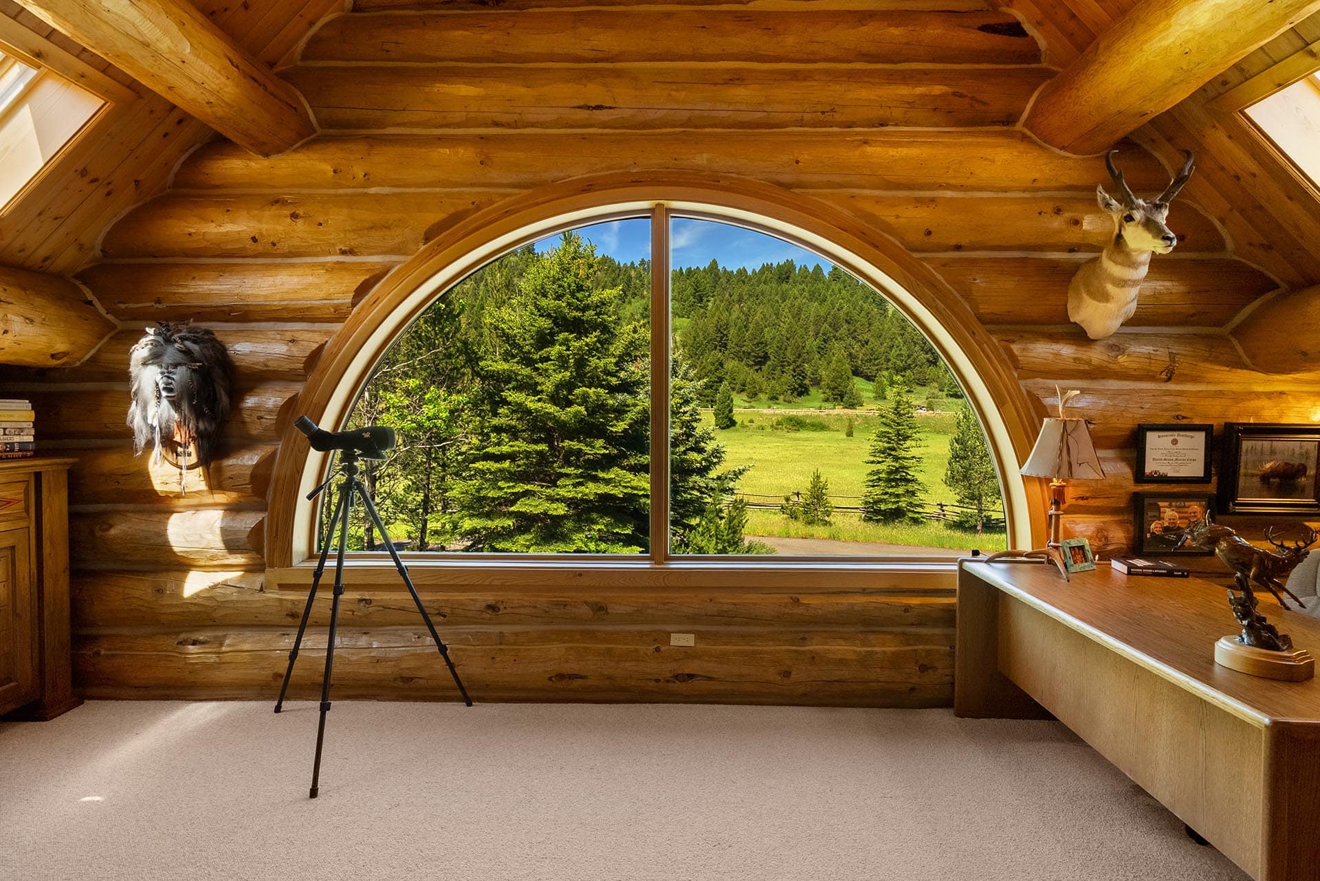 log home office property for sale montana gallatin riverfront retreat in big sky