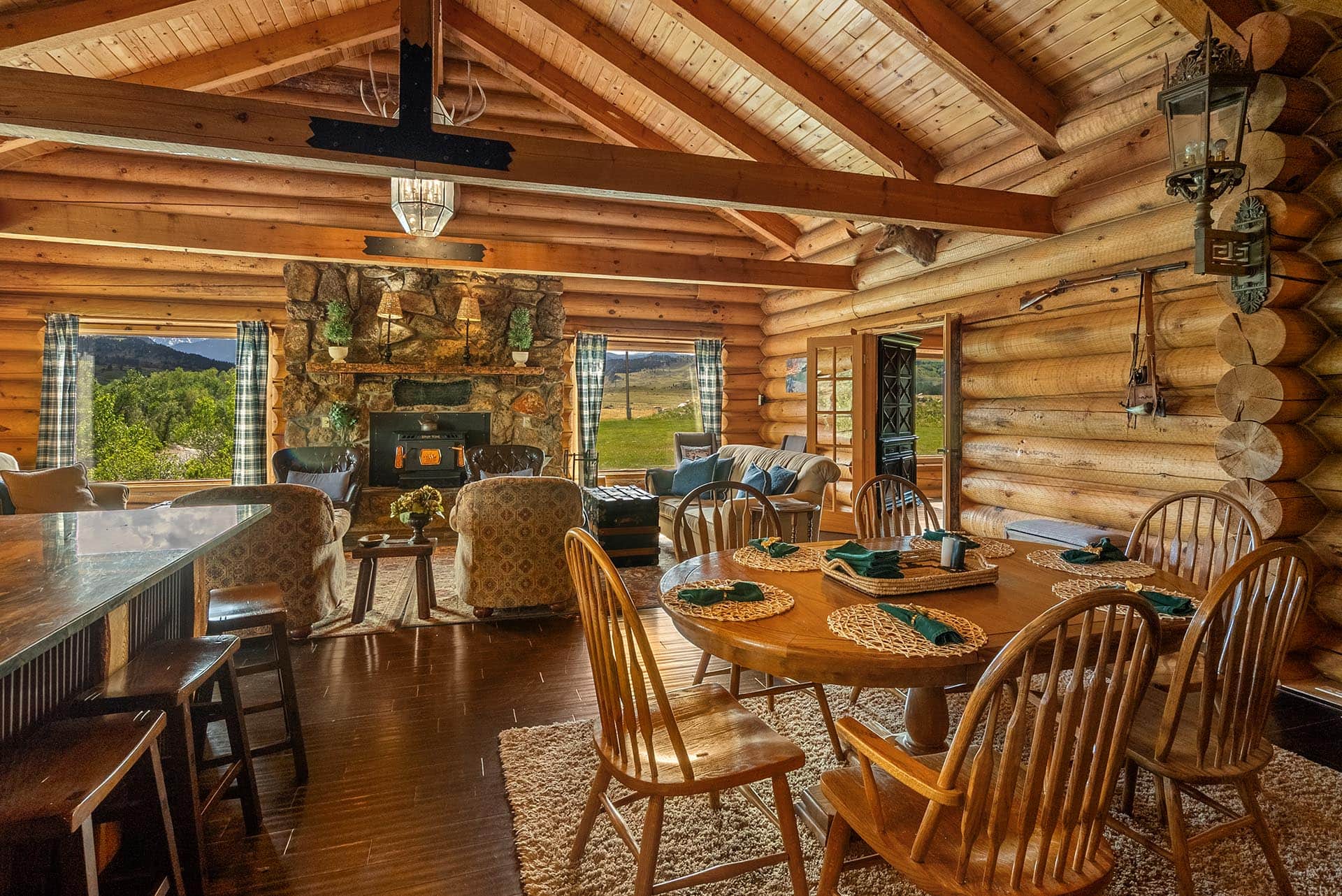luxury log home interior for sale montana two rivers lodge