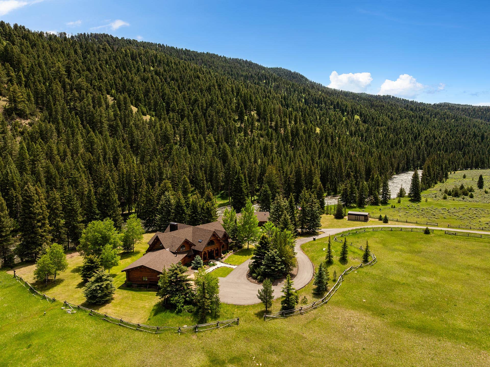 luxury log home with mountain views montana gallatin riverfront retreat in big sky