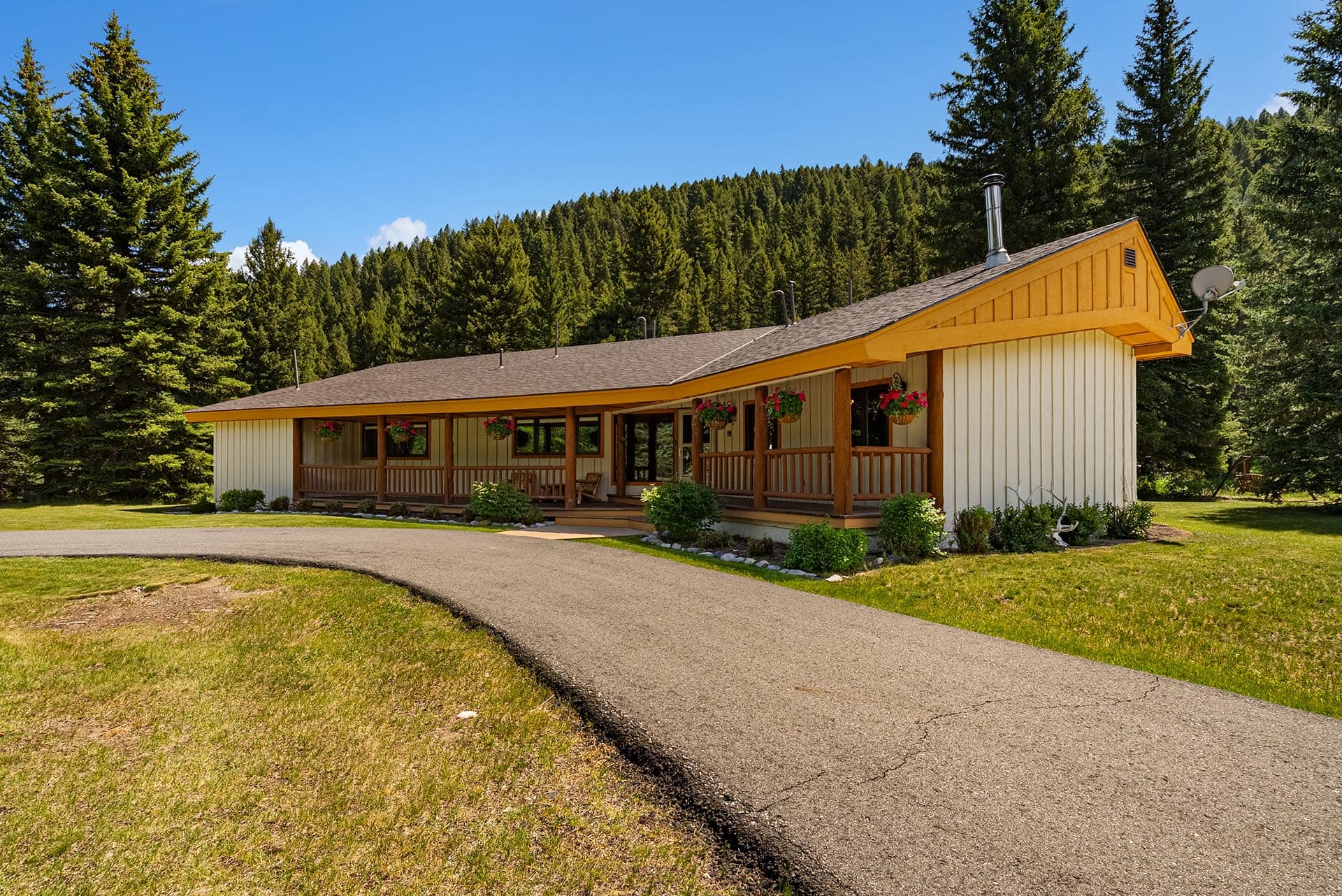 ranch style home exterior montana gallatin riverfront retreat in big sky