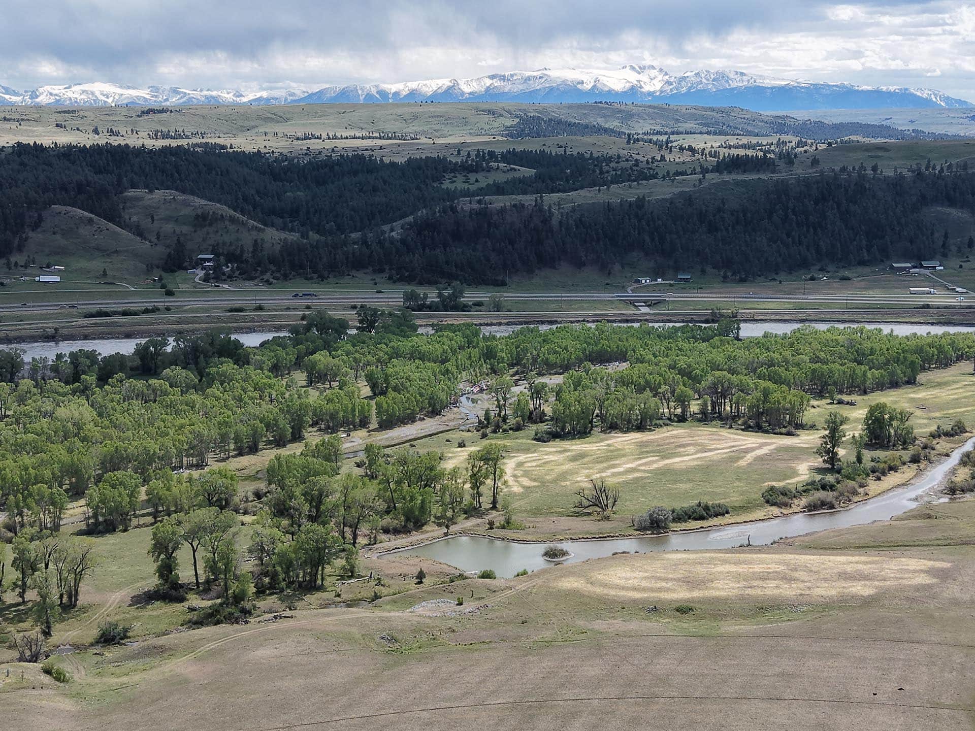 river montana springtime ranch on the yellowstone river