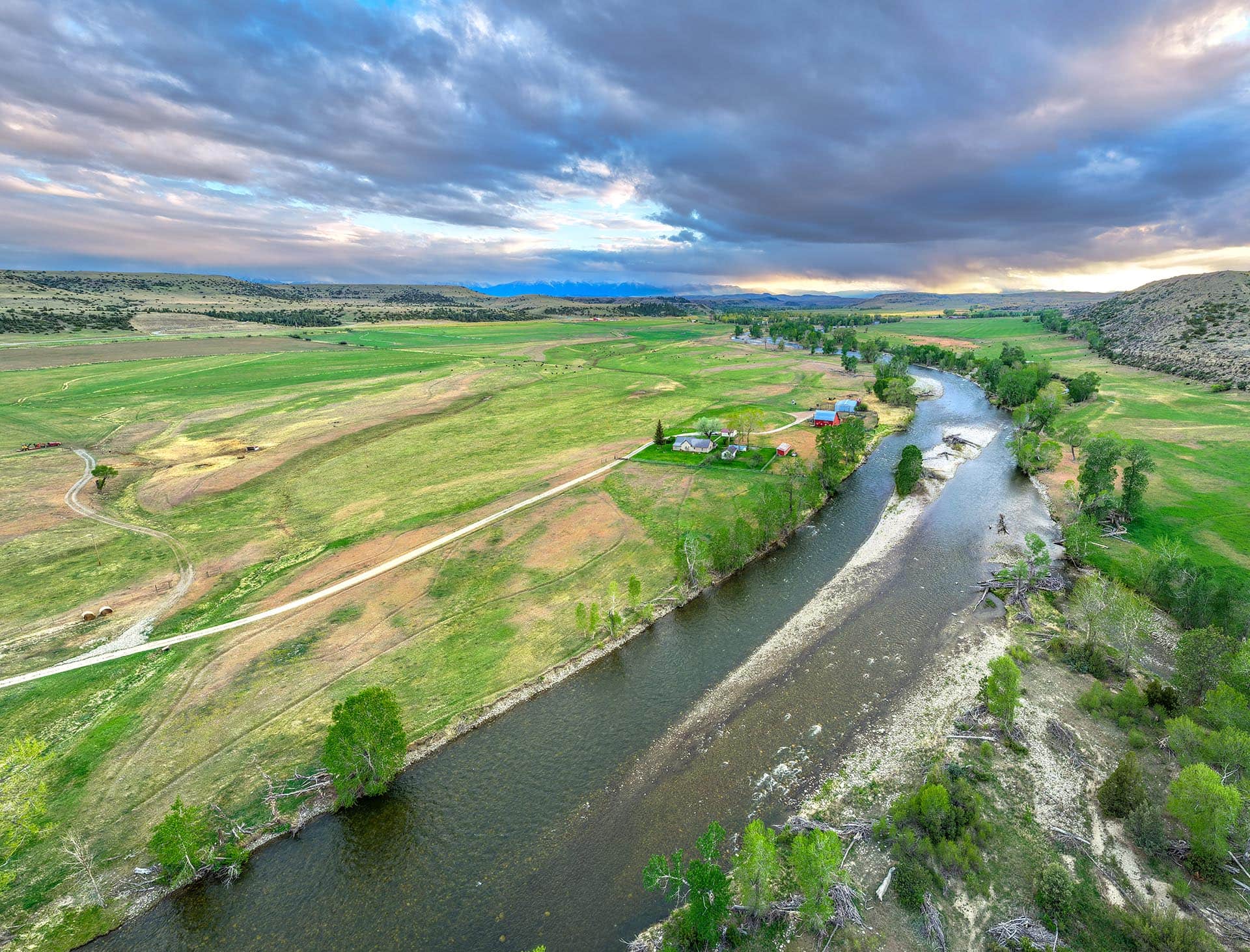 riverfront home with red barn cattle pasture montana stillwater riffle ranch