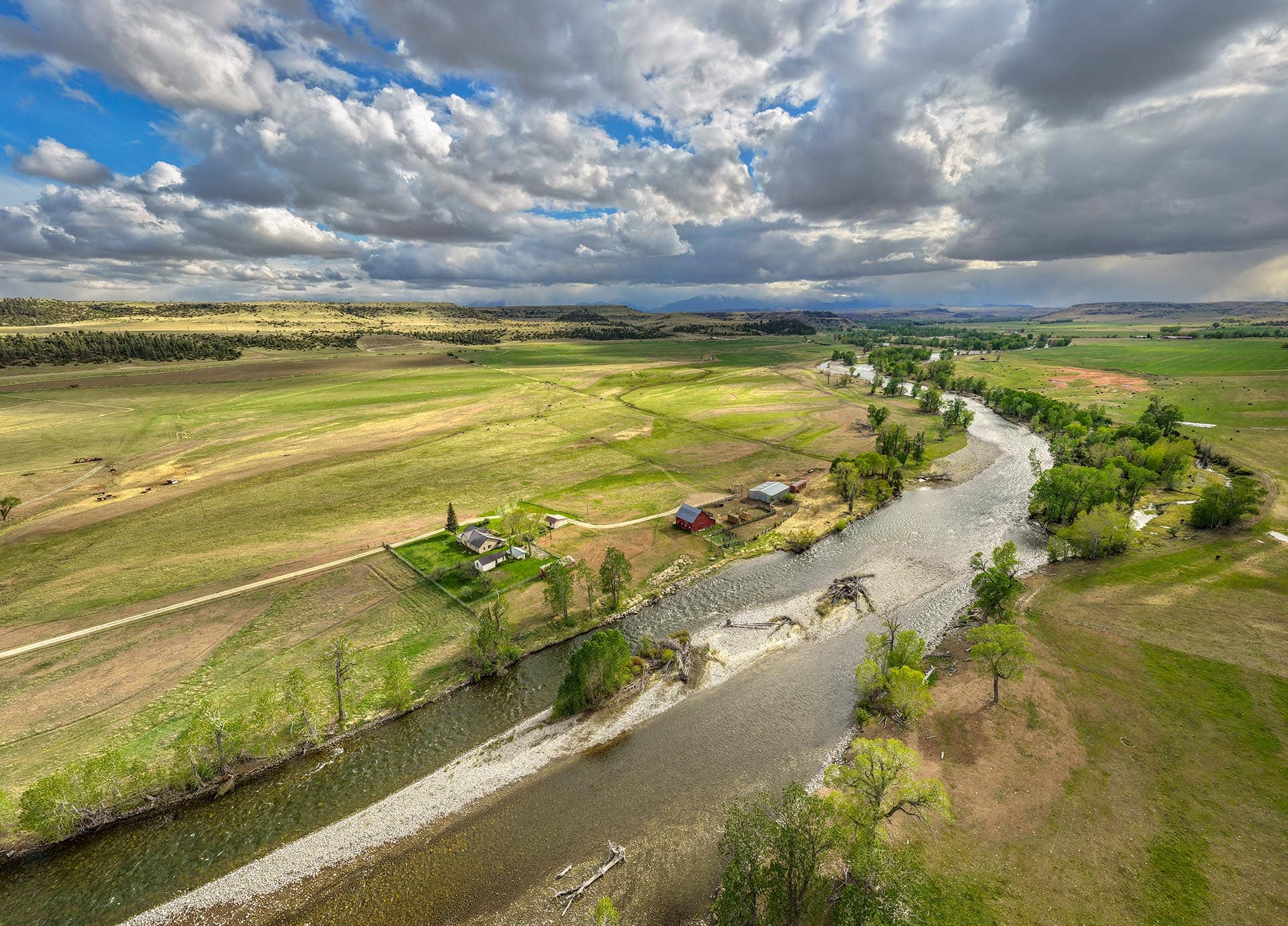 riverfront recreational land aerial view montana stillwater riffle ranch