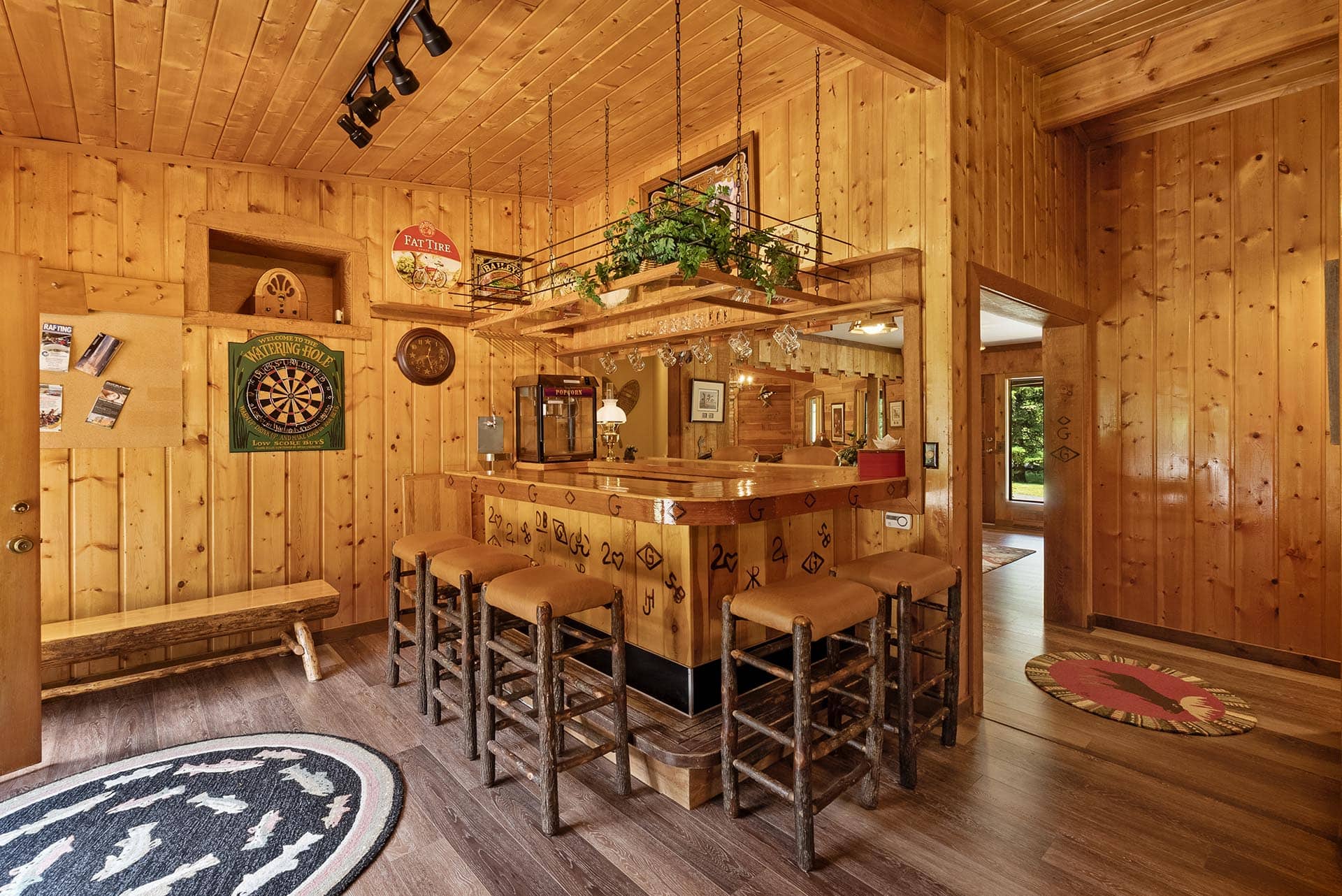 rustic home bar interior montana gallatin riverfront retreat in big sky
