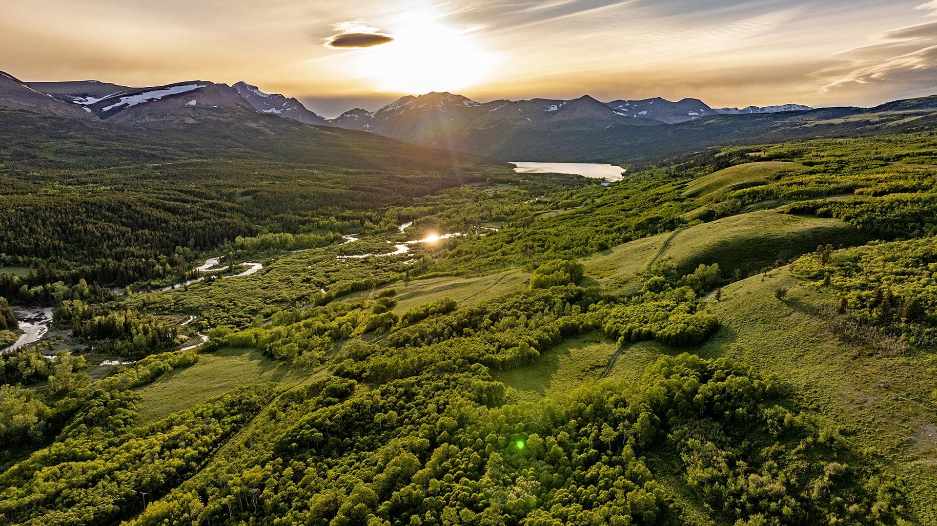 sunset mountain lake land montana two medicine legacy ranch