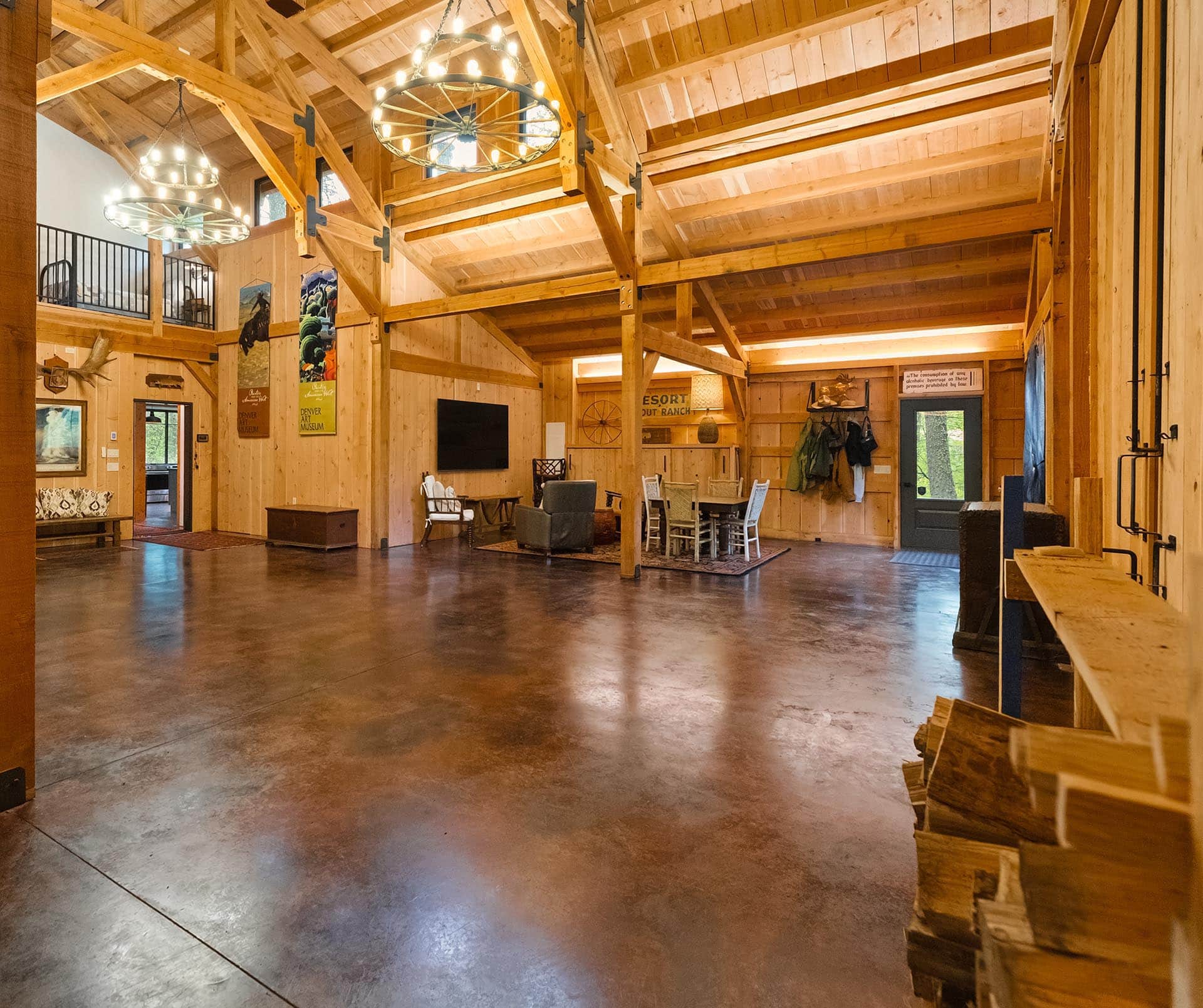 timber frame entertainment space for sale montana bozeman creekside hideaway