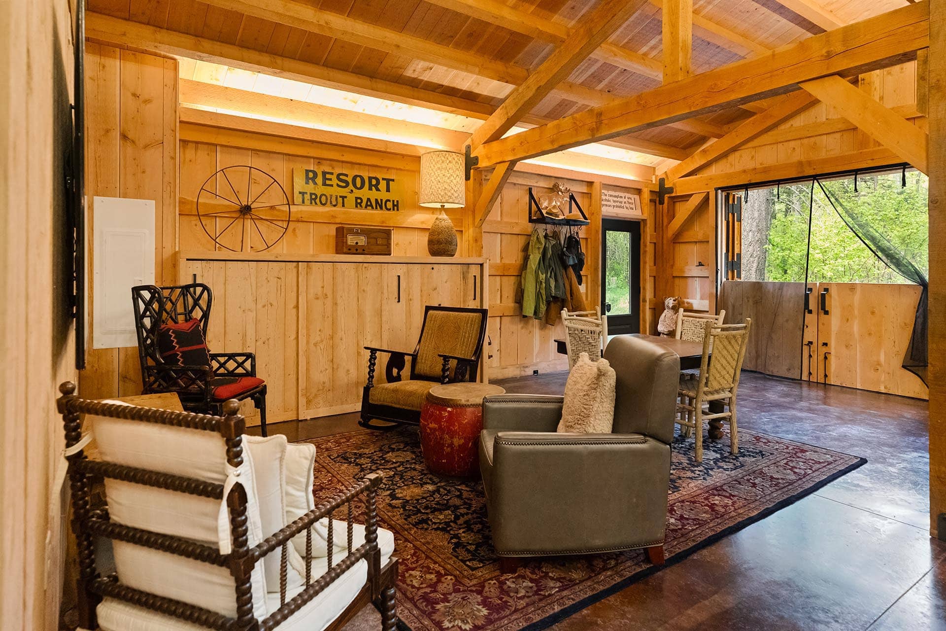 trout fishing lodge interior for sale montana bozeman creekside hideaway