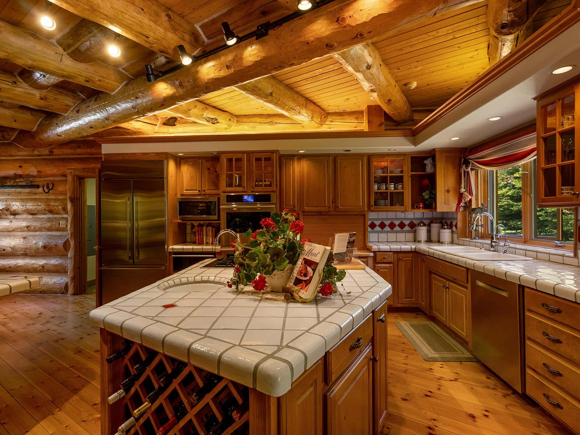 wood kitchen with island montana gallatin riverfront retreat in big sky