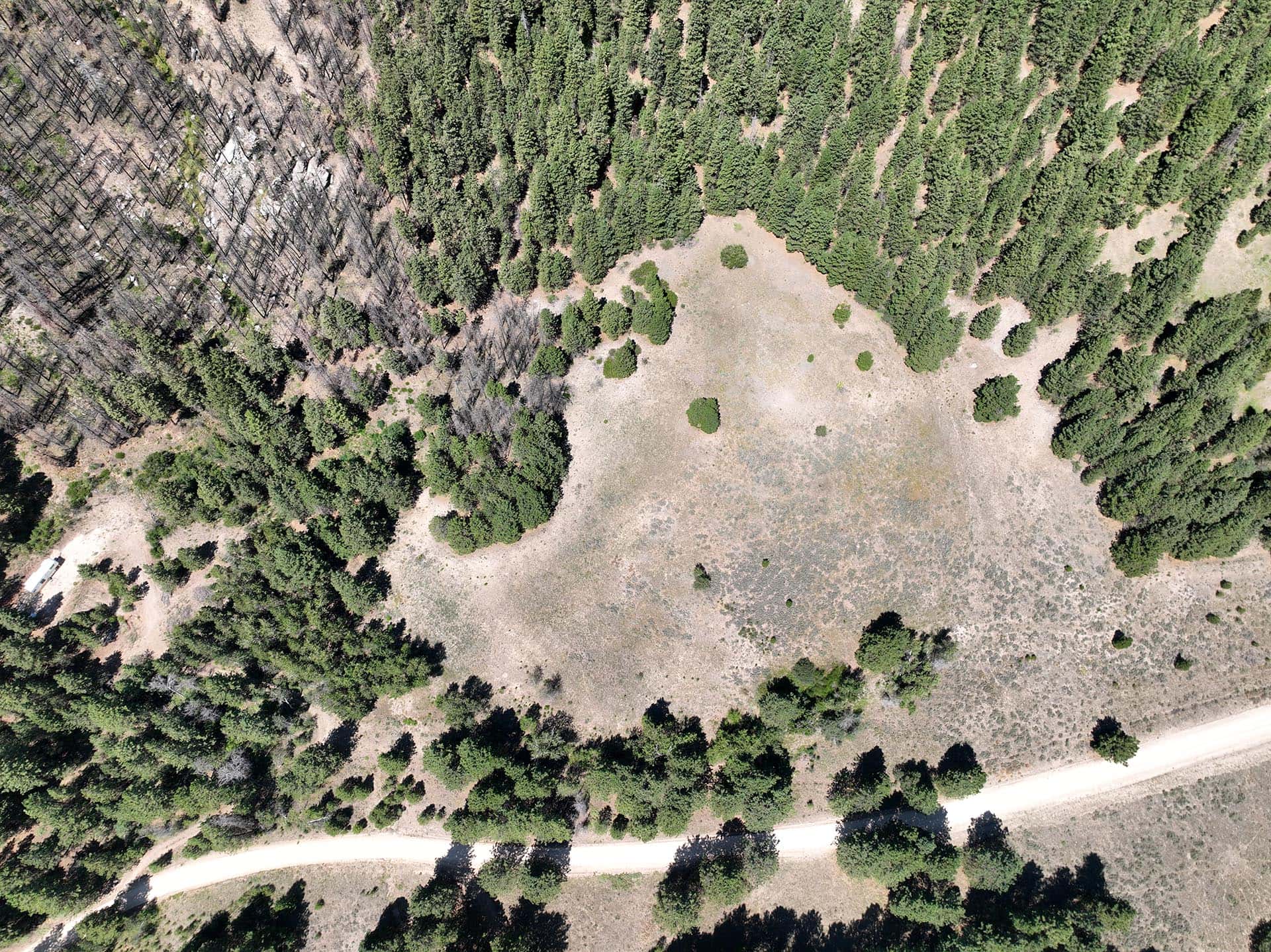 aerial hidden meadow pocket idaho mountain land and lots