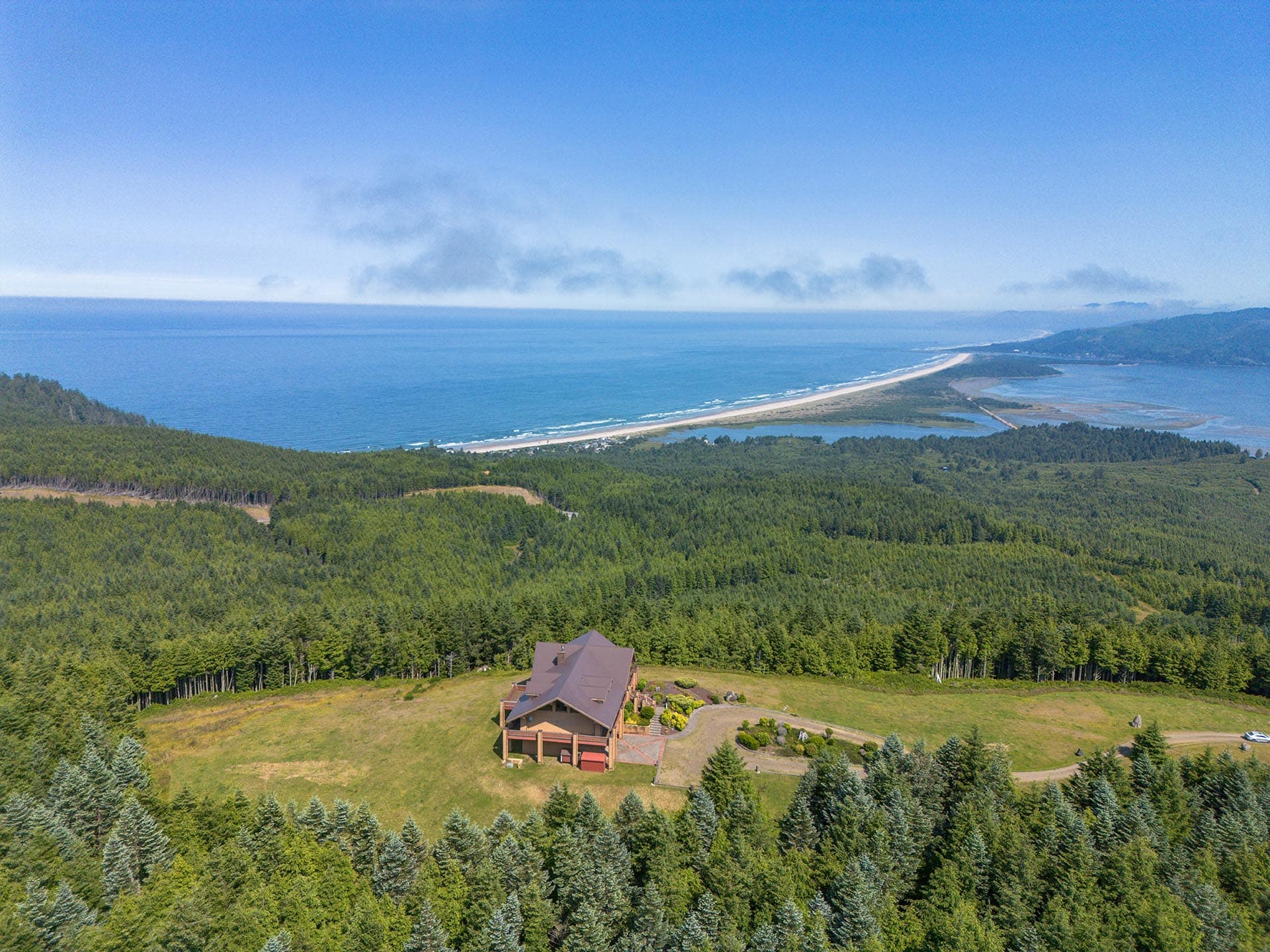 ocean aerial oregon tillamook bay timber retreat