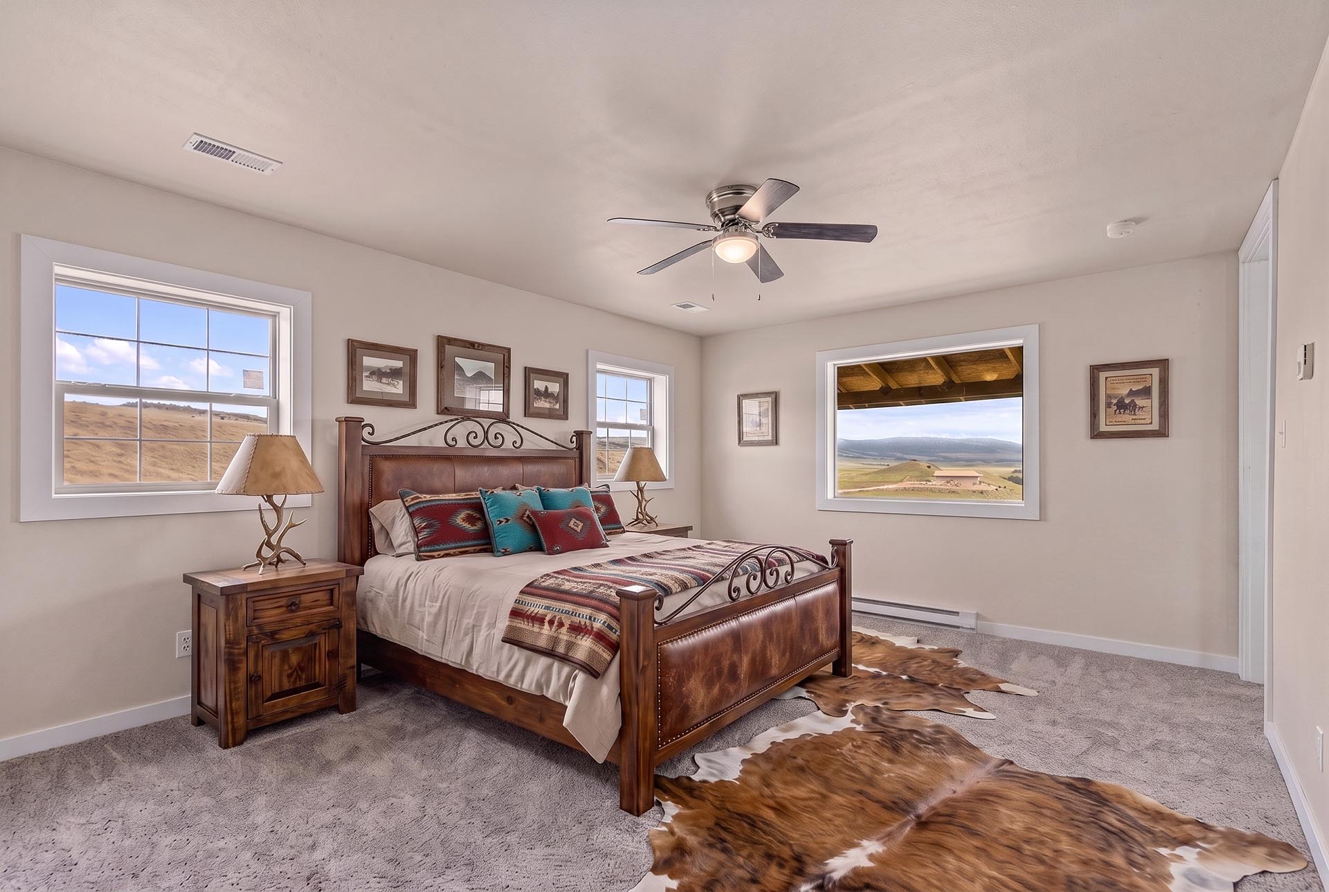 rustic bedroom with mountain view montana pintler views retreat