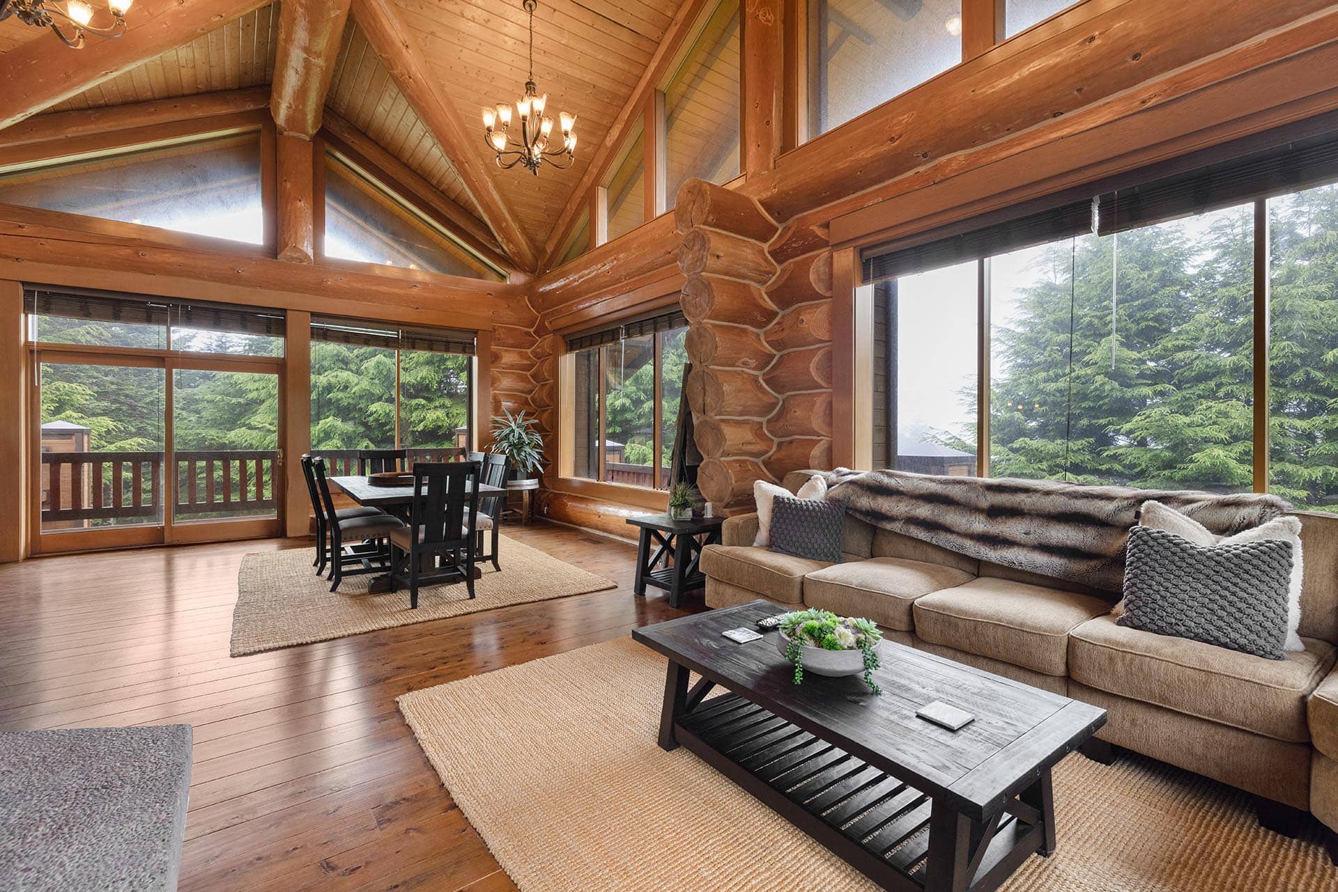 second house dinning living room oregon tillamook bay timber retreat