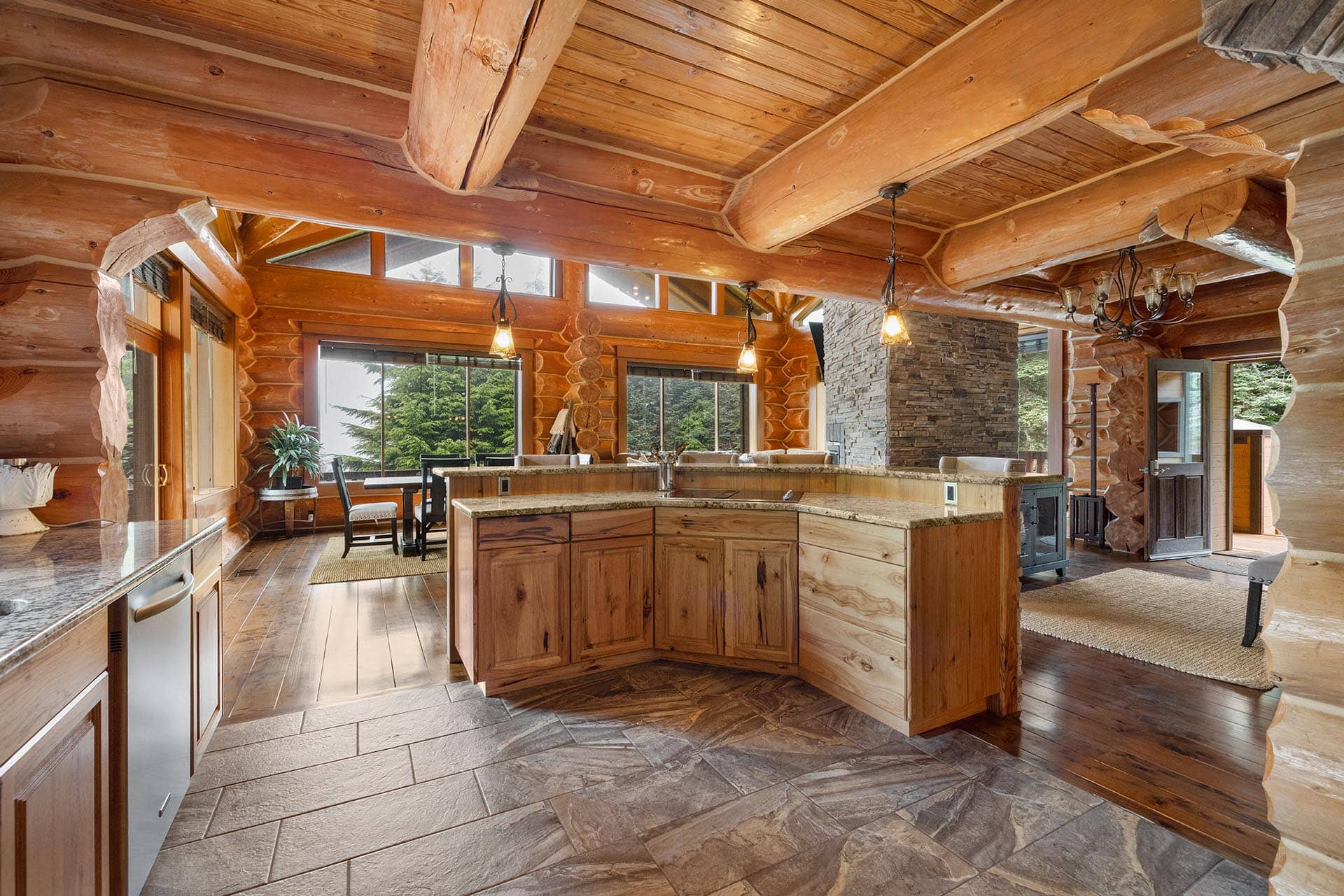 second house kitchen island oregon tillamook bay timber retreat